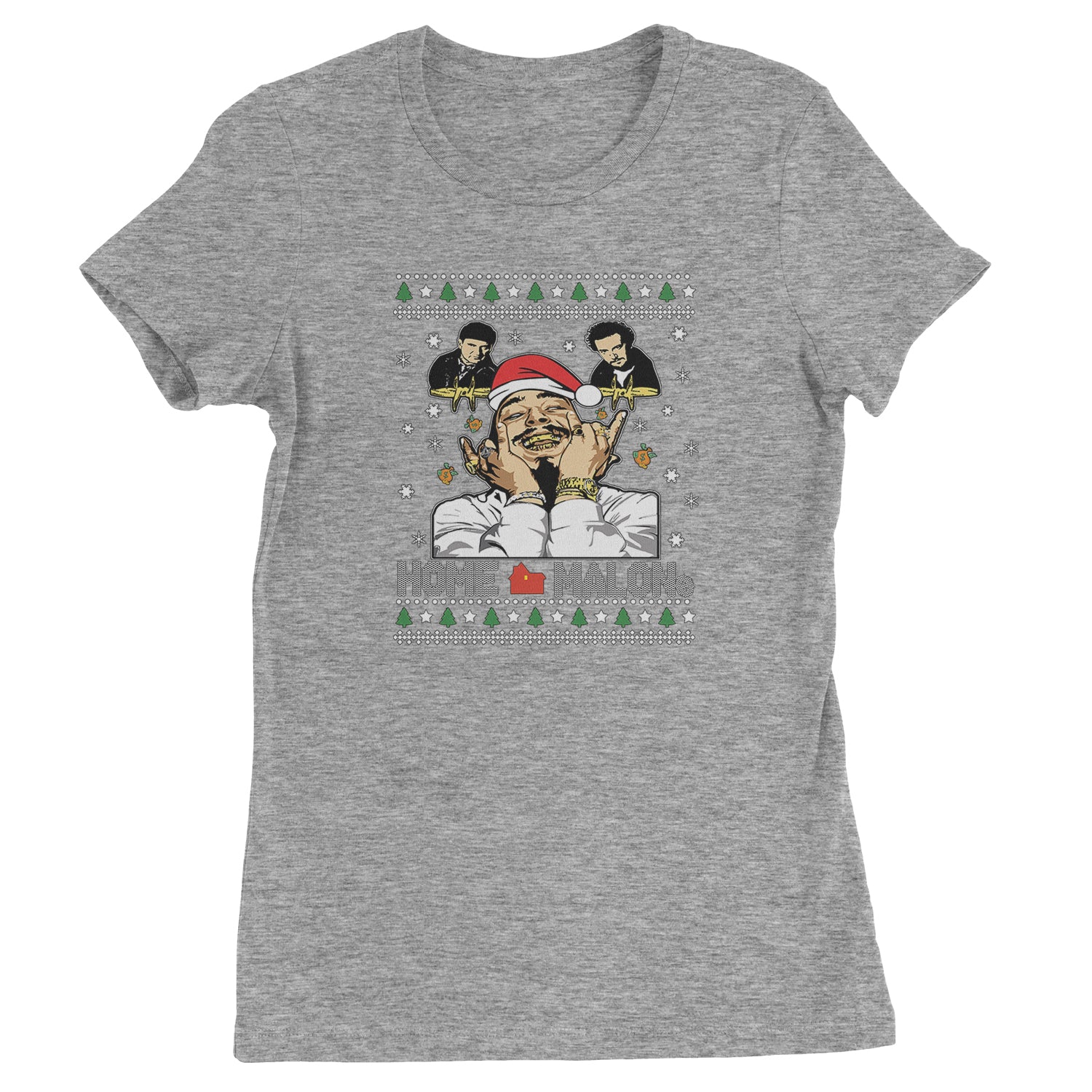 Home Malone Ugly Christmas  Womens T-shirt Heather Grey