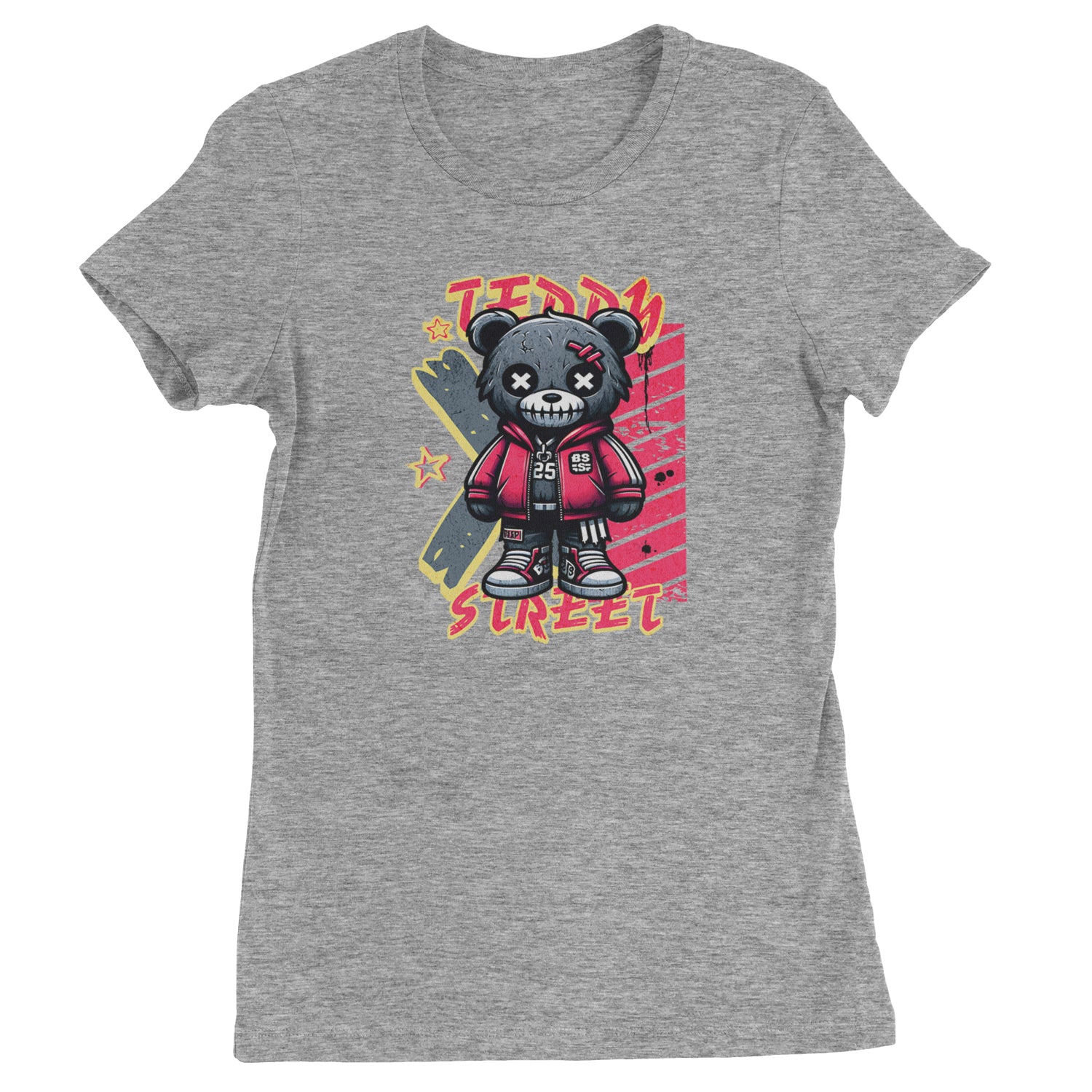 Teddy Attitude Urban Graffiti Bear  Womens T-shirt Heather Grey