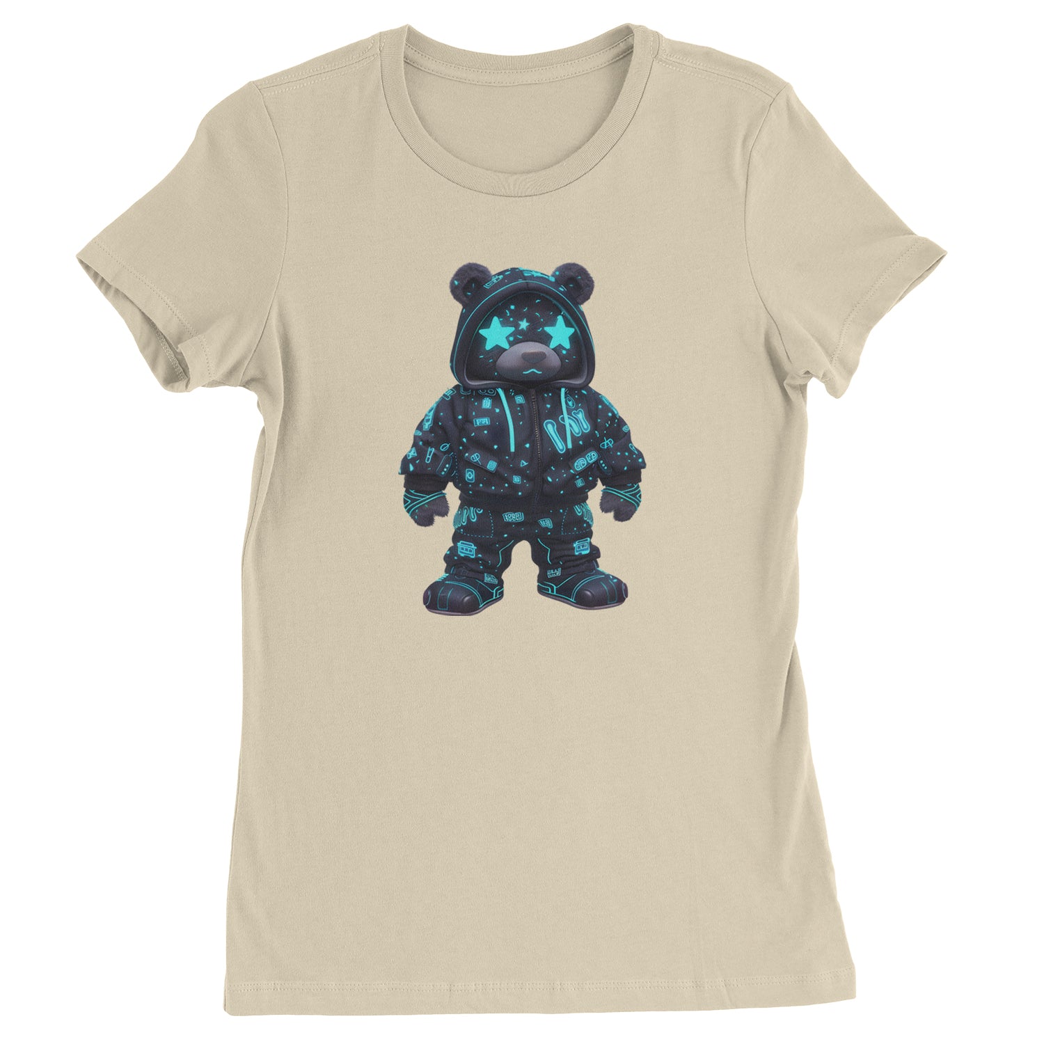 Starry Eyed Vaporwave Urban Graffiti Bear  Womens T-shirt Ivory