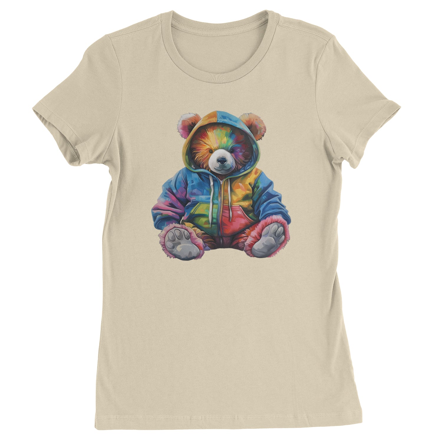 Rainbow Streetwear Urban Graffiti Bear  Womens T-shirt Ivory