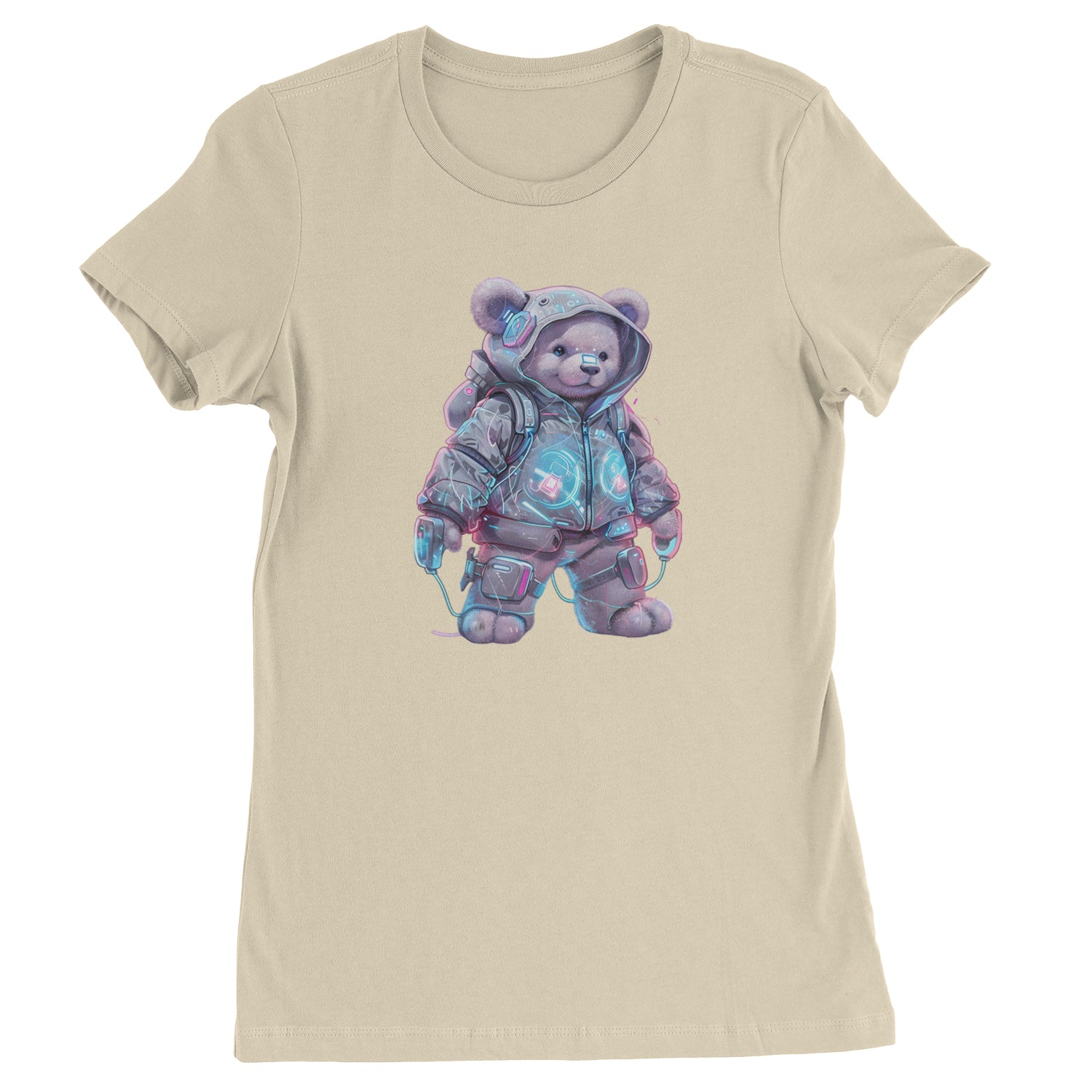 Cyberpunk Adventure Urban Graffiti Bear  Womens T-shirt Ivory