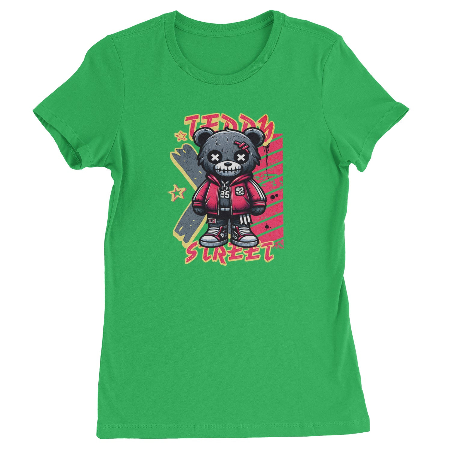 Teddy Attitude Urban Graffiti Bear  Womens T-shirt Kelly Green