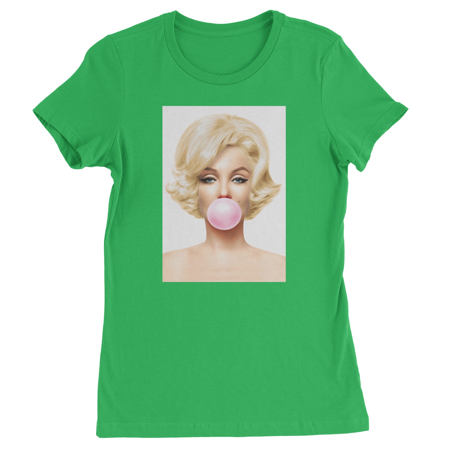 Ms. Monroe Pink Bubble Gum American Icon Womens T-shirt Kelly Green