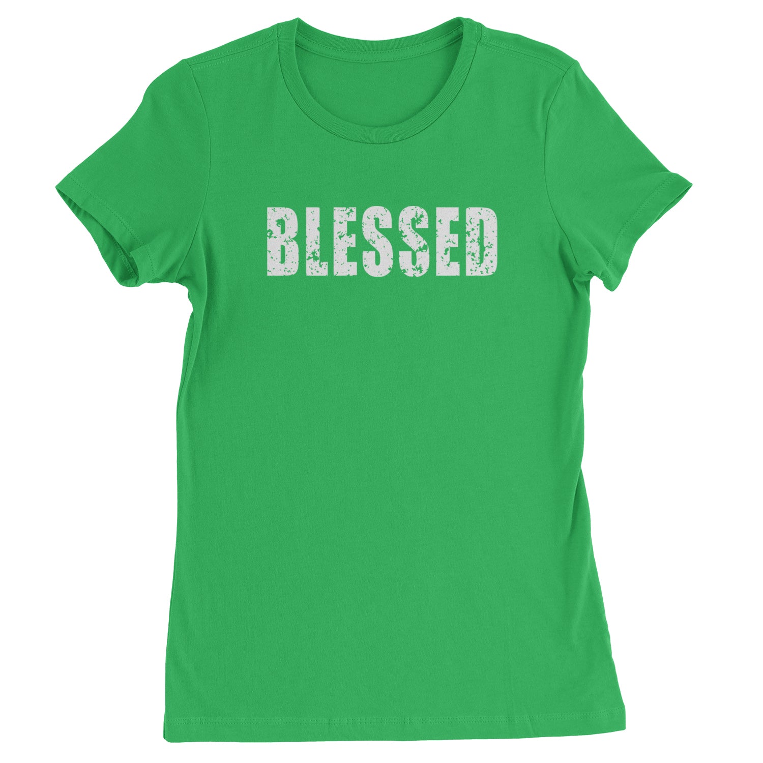 Blessed Religious Grateful Thankful Womens T-shirt Kelly Green