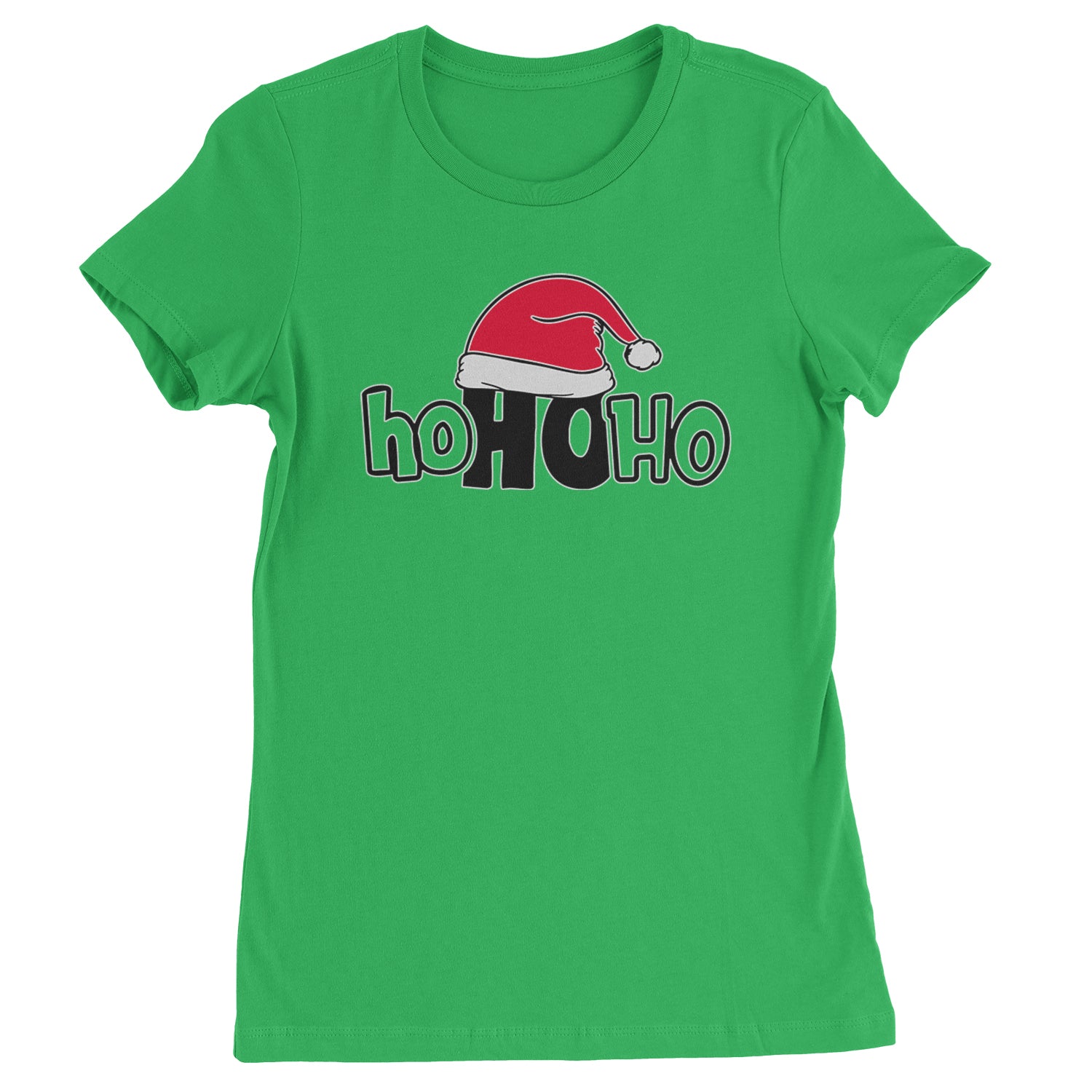 Ho Ho Ho Santa Christmas Hat  Womens T-shirt Kelly Green