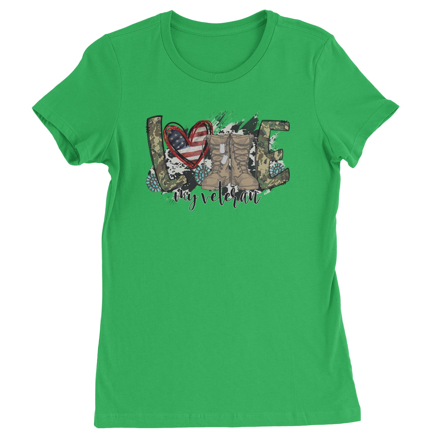 Love My Veteran Honor Veterans Day  Womens T-shirt Kelly Green