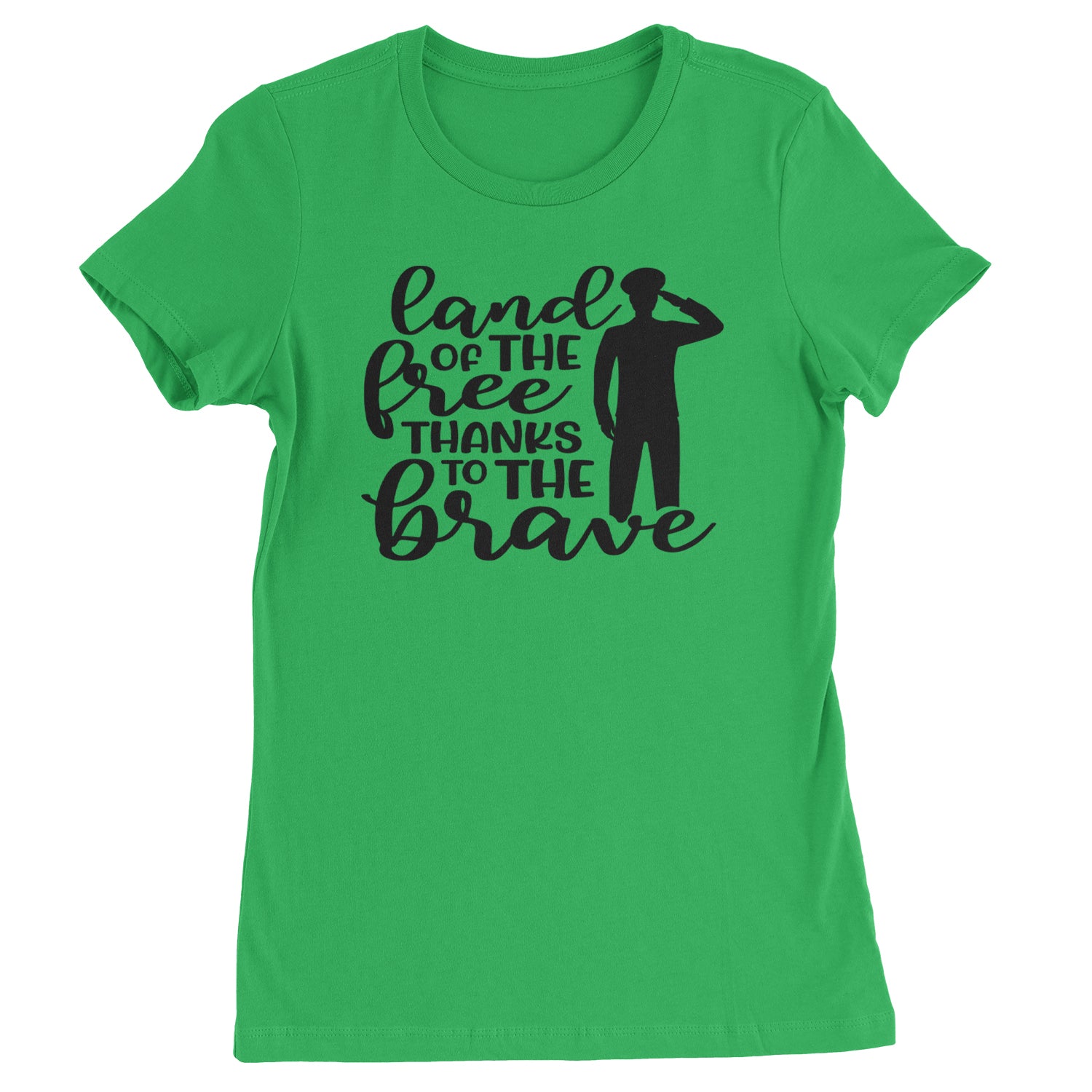 Land Of The Free Thanks To The Brave Veterans Womens T-shirt Kelly Green