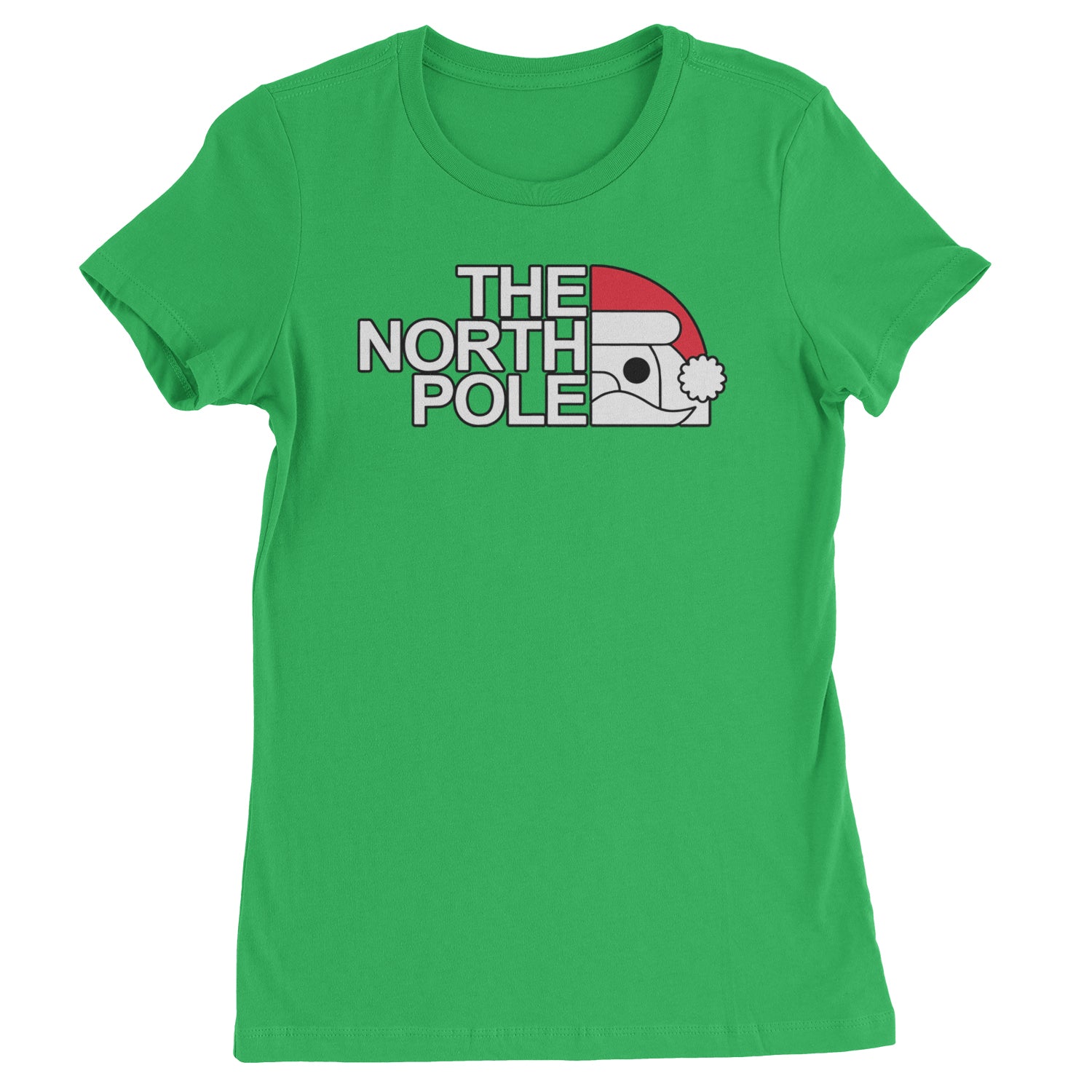 The North Pole Santa Face  Womens T-shirt Kelly Green