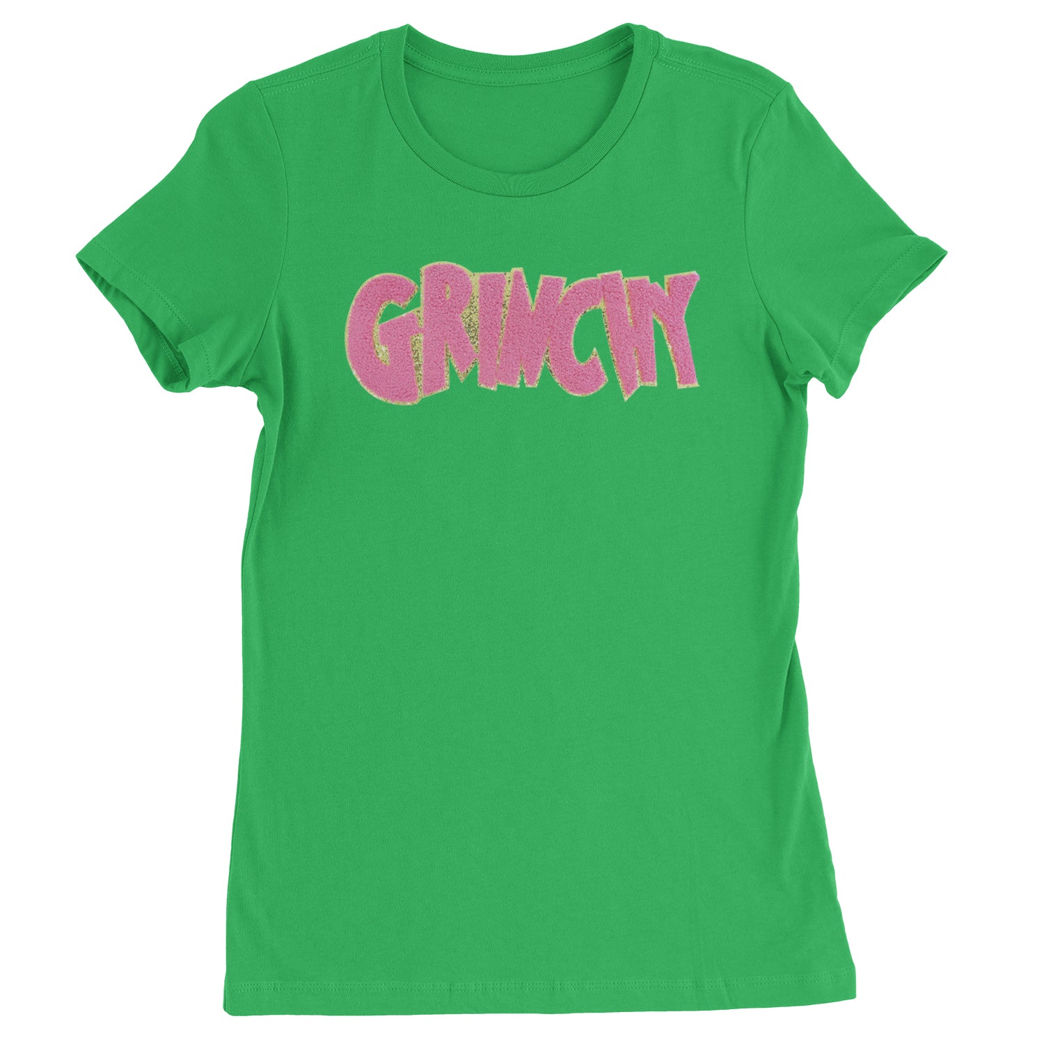 Pink Gr-nchy Chenille Patch  Womens T-shirt Kelly Green