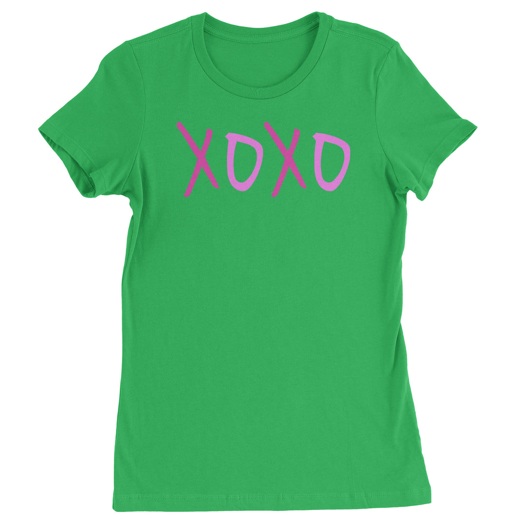 XOXO Pink Print  Womens T-shirt Kelly Green