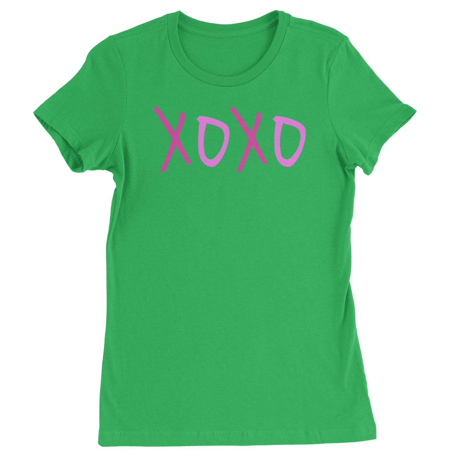 XOXO Pink Print  Womens T-shirt Kelly Green