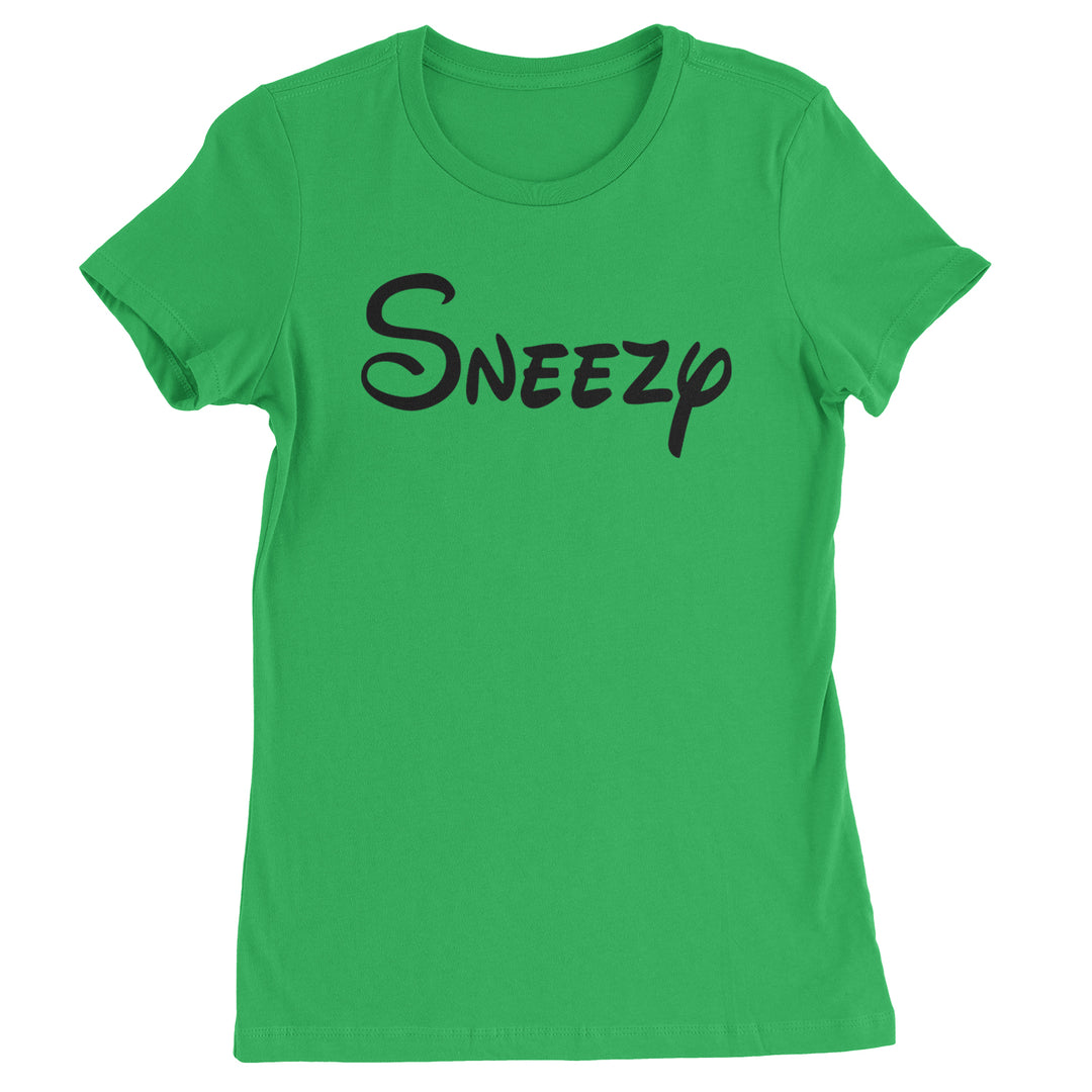 Sneezy - 7 Dwarfs Costume Womens T-shirt Kelly Green