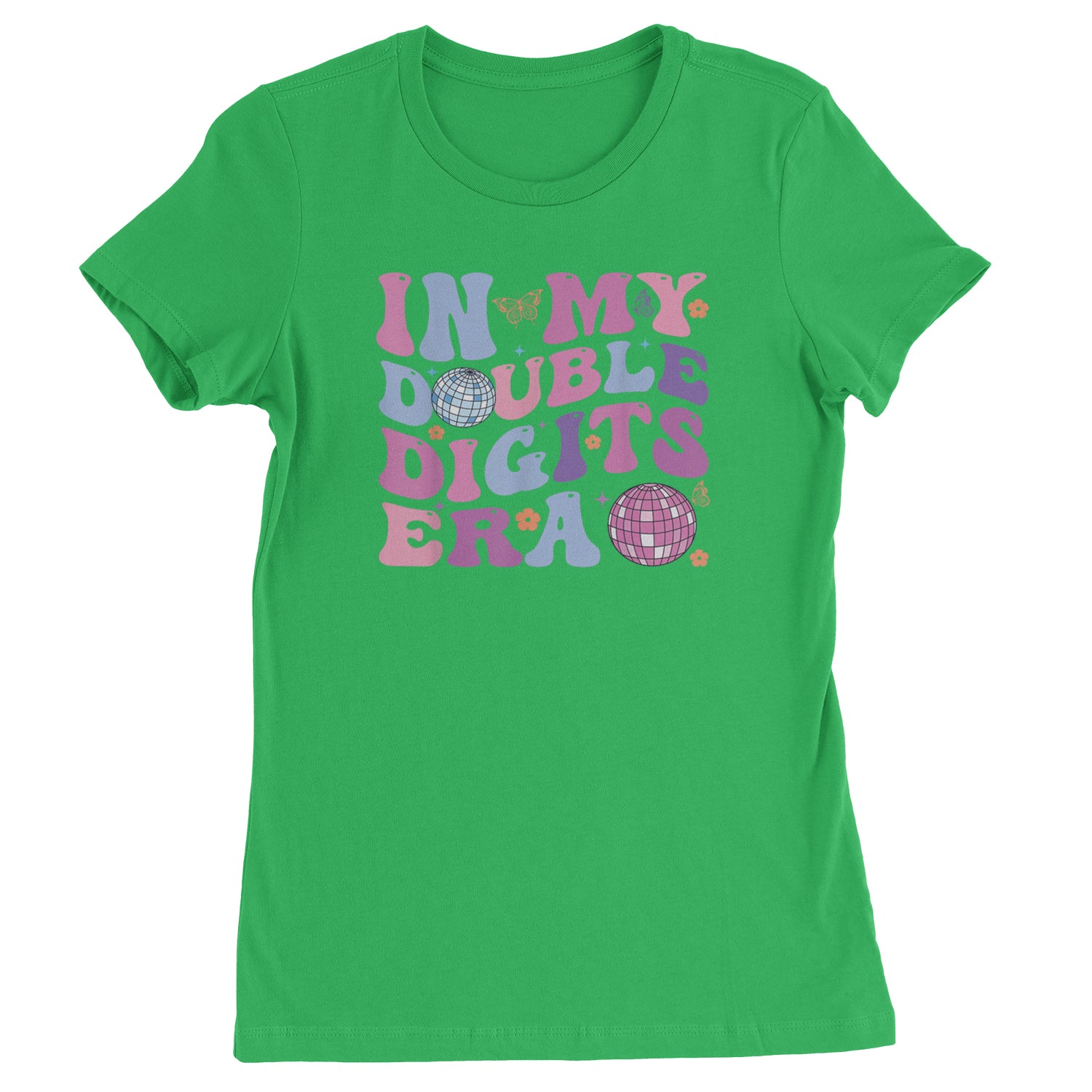 In My Double Digits Era Retro 10 Year Old 10th Birthday Womens T-shirt Kelly Green