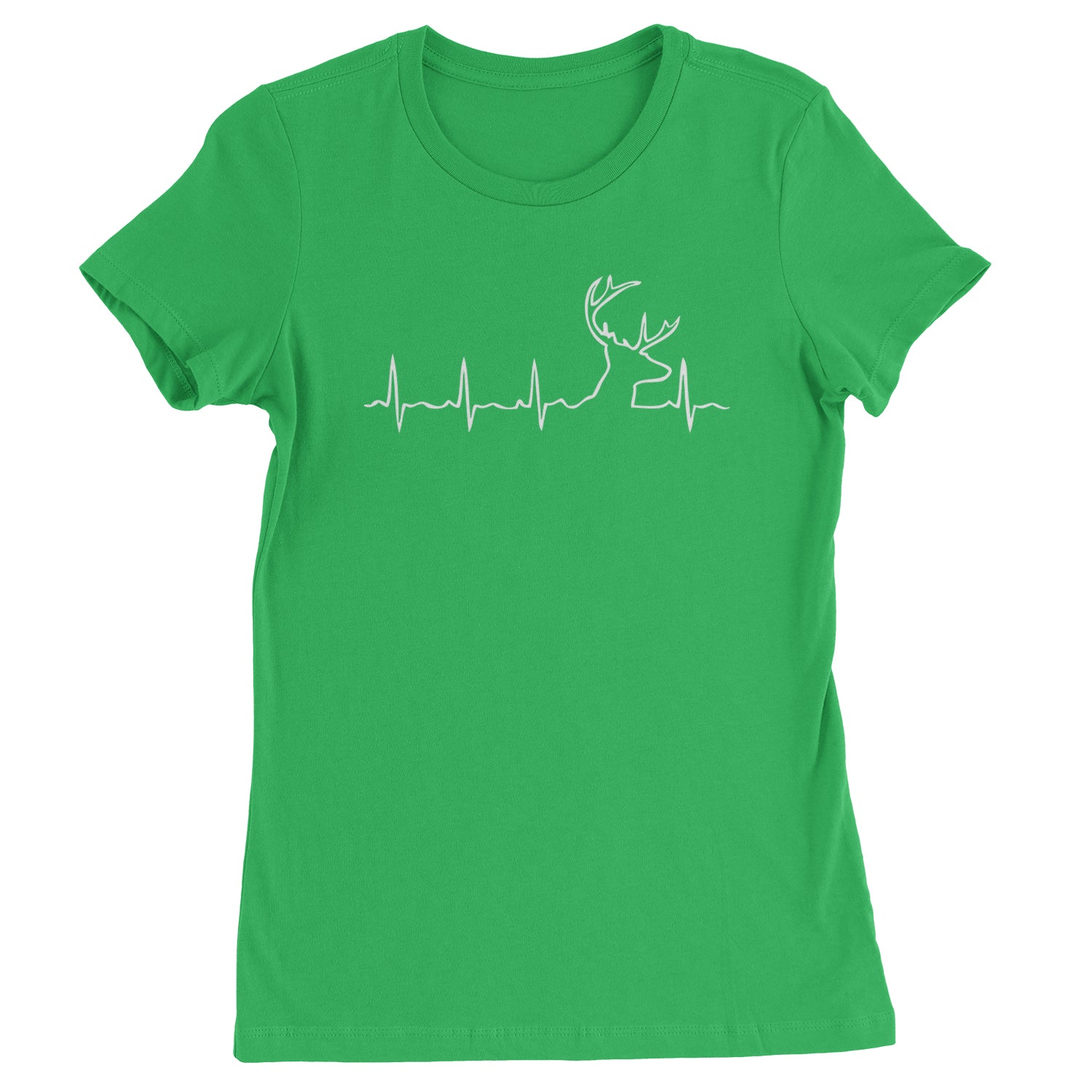 Hunting Heartbeat Deer Hunter Buck Stag Antlers  Womens T-shirt Kelly Green