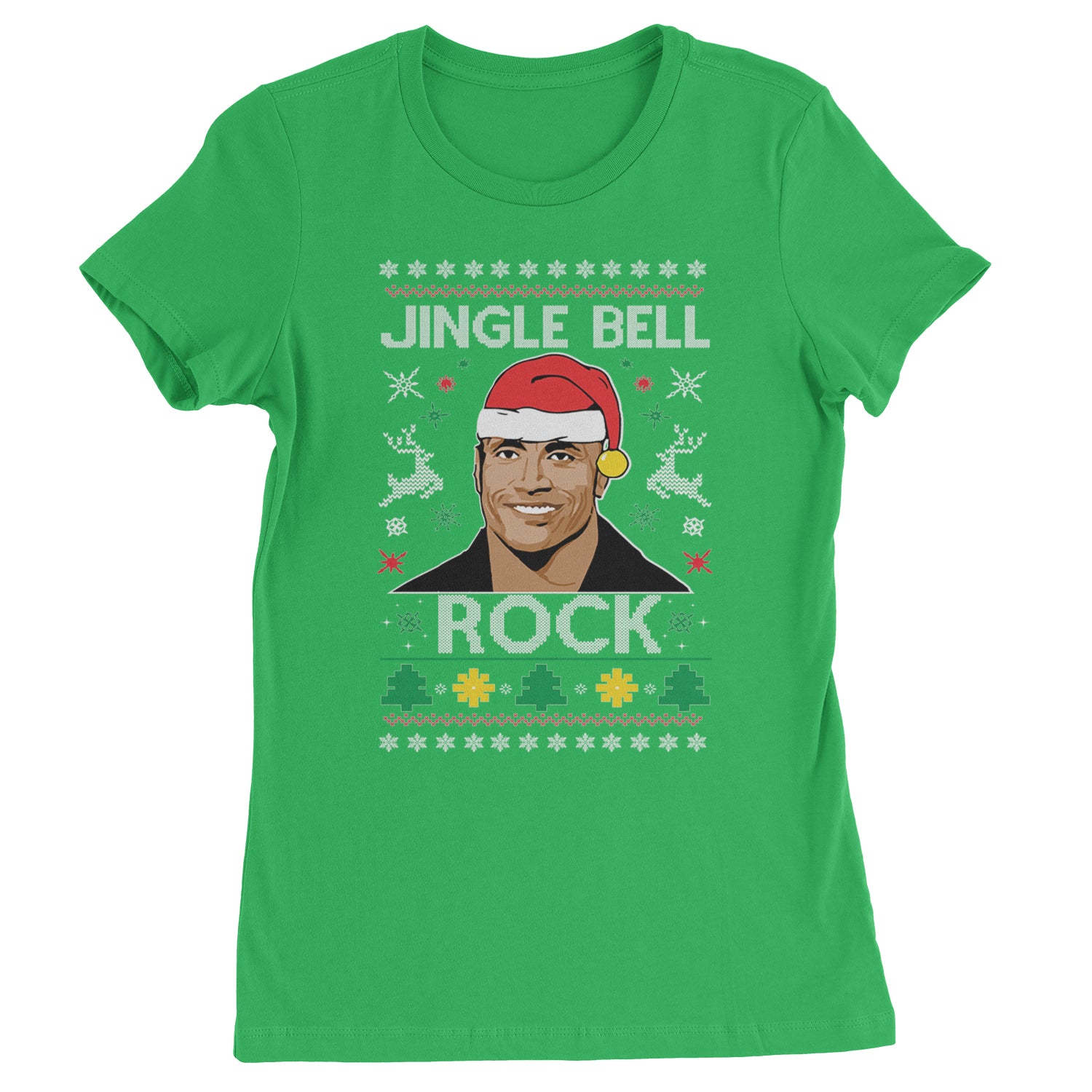 Jingle Bell Rock Ugly Christmas Womens T-shirt Kelly Green