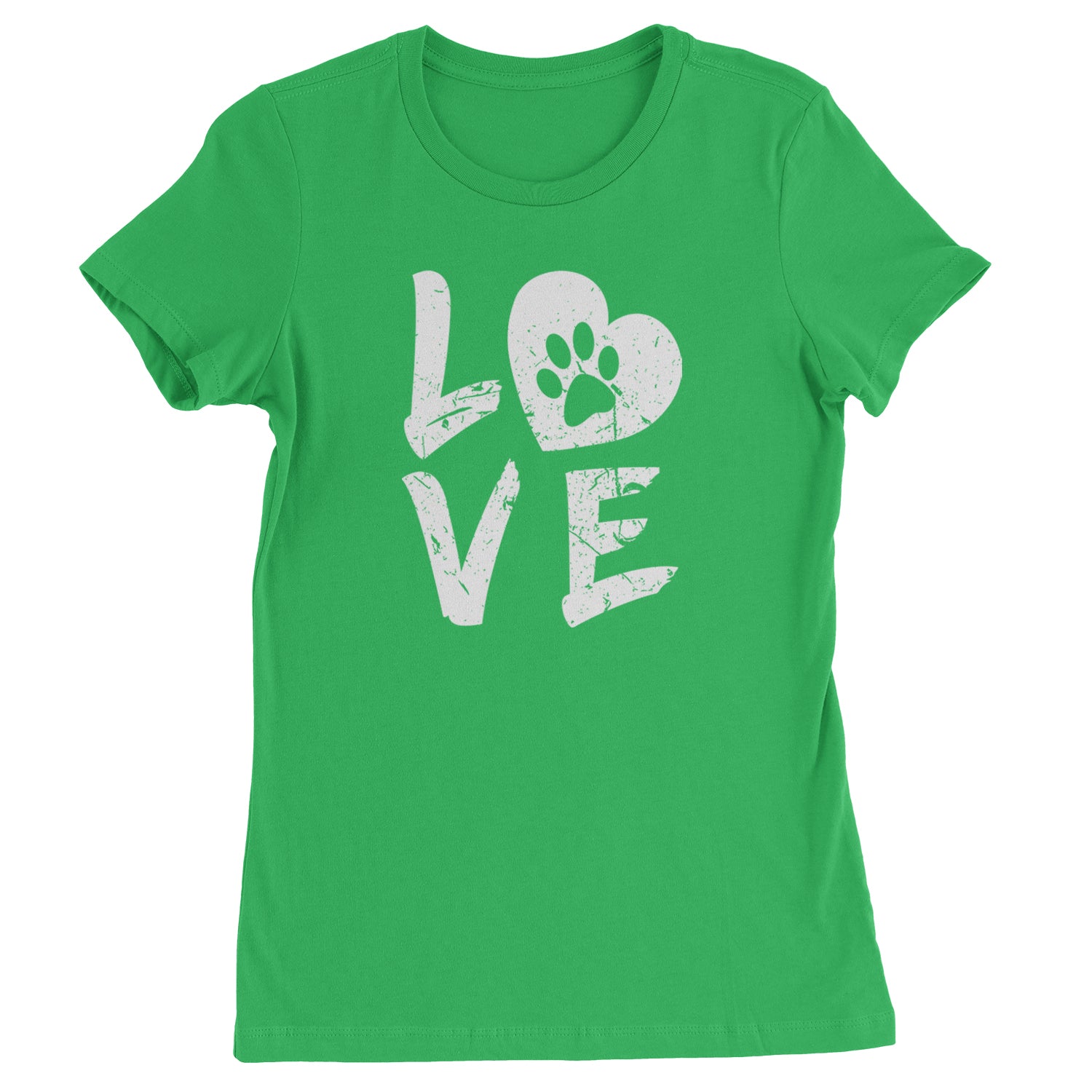 I Love My Dog Paw Print  Womens T-shirt Kelly Green