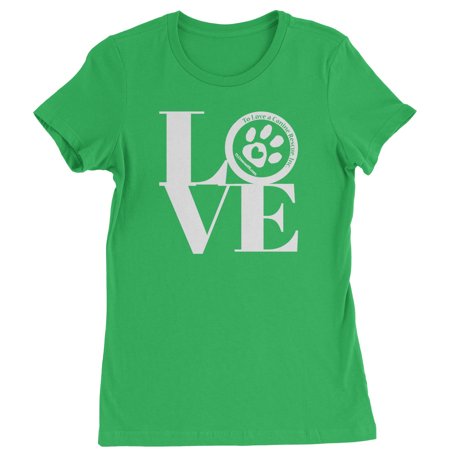 TLC LOVE Dog Rescue Womens T-shirt Kelly Green