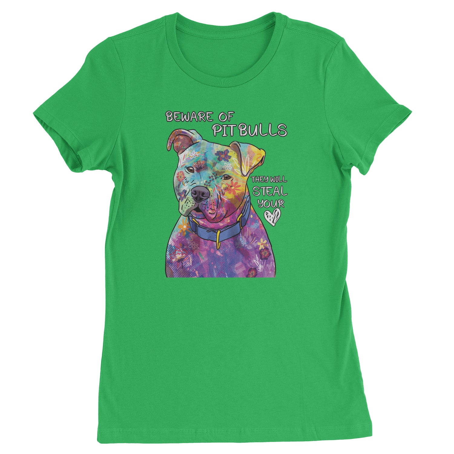 Beware Of Pit Bulls, They Will Steal Your Heart  Womens T-shirt Kelly Green