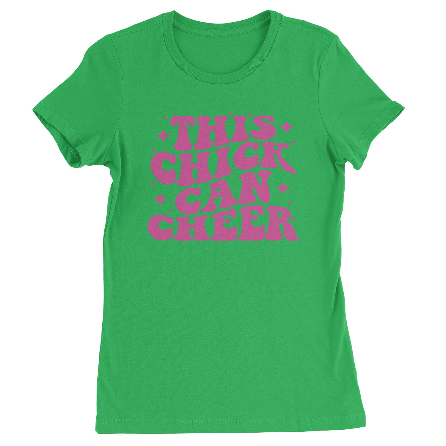 This Chick Can Cheer Womens T-shirt Kelly Green