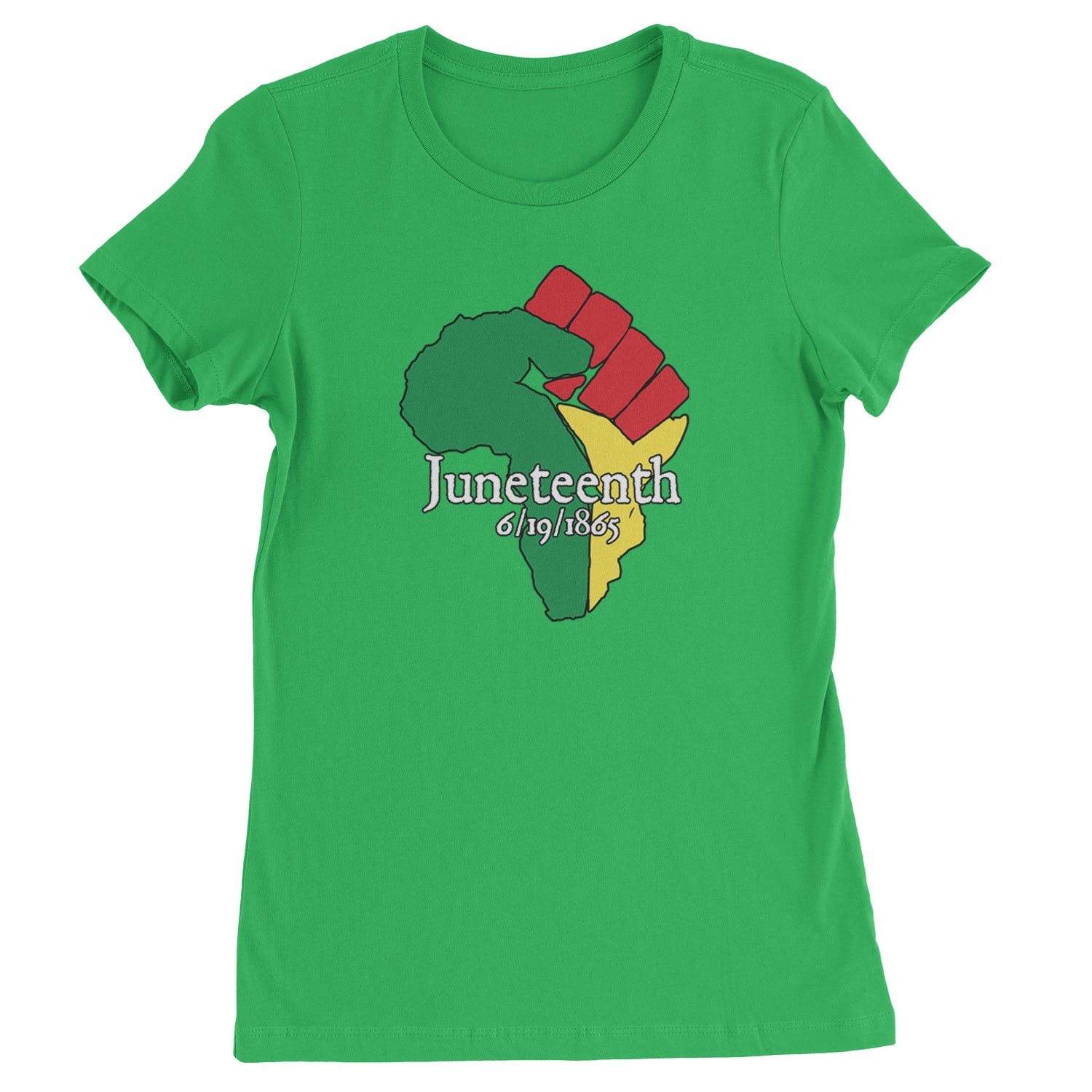 Juneteenth Raised Fist Africa Celebrate Emancipation Day  Womens T-shirt Kelly Green