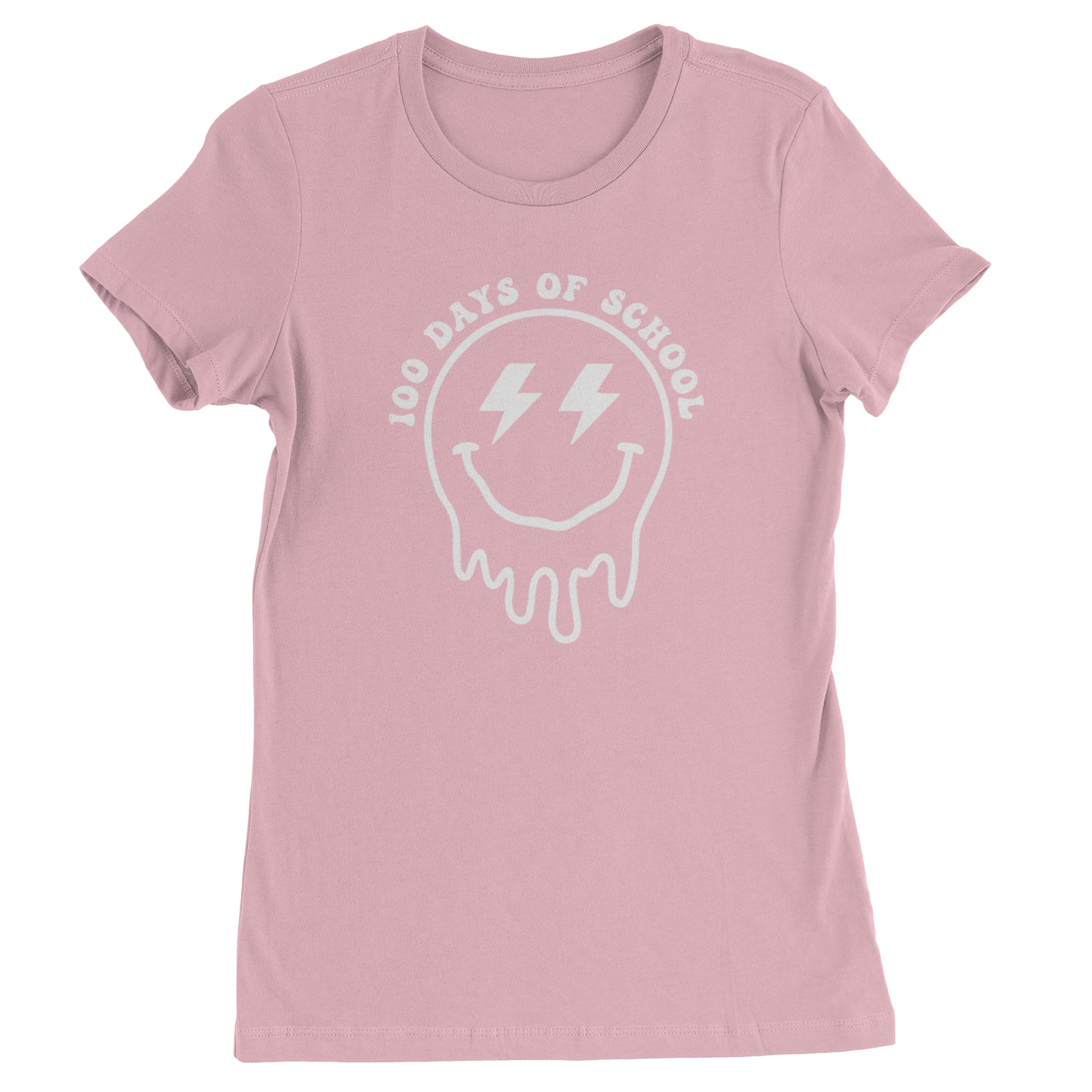 Melting Smile Face 100 Days Of School Womens T-shirt Light Pink