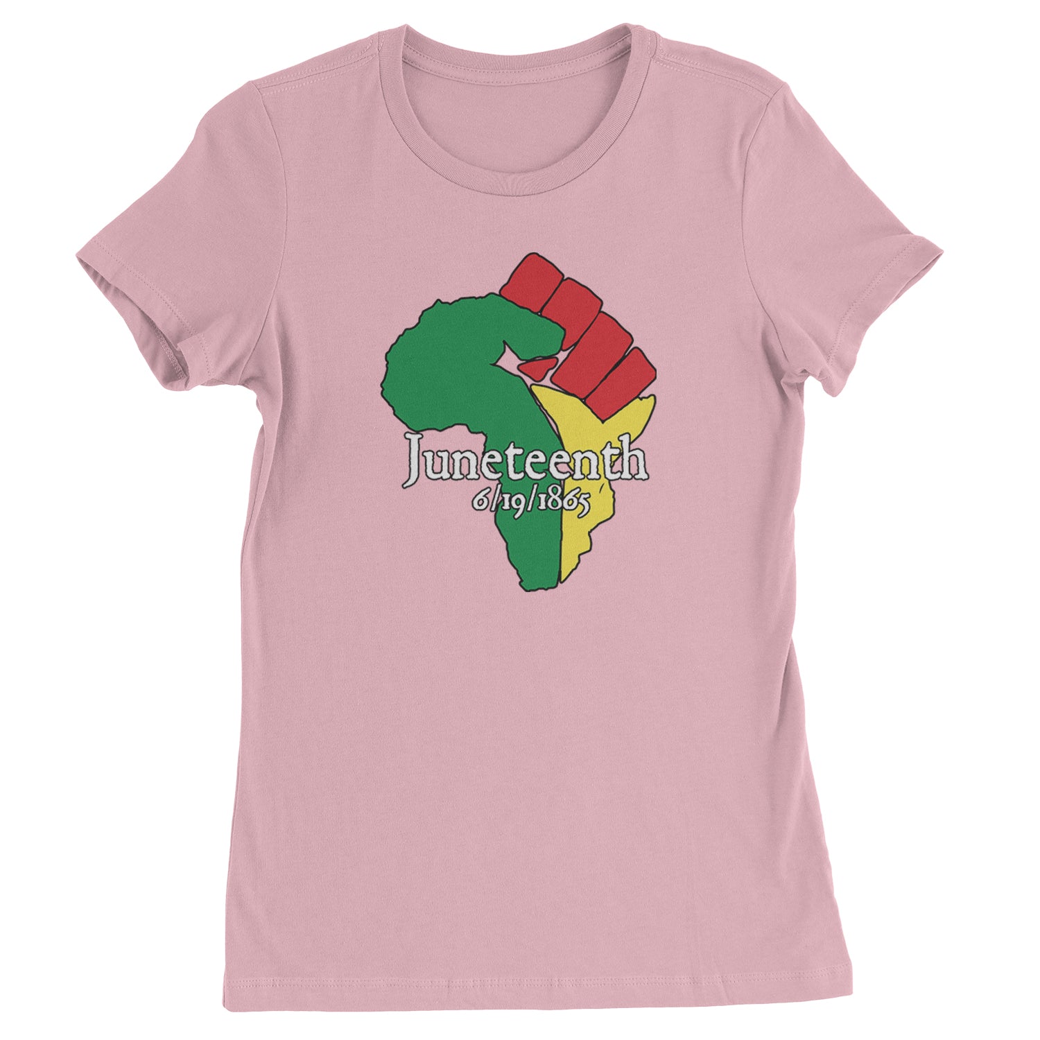 Juneteenth Raised Fist Africa Celebrate Emancipation Day  Womens T-shirt Light Pink