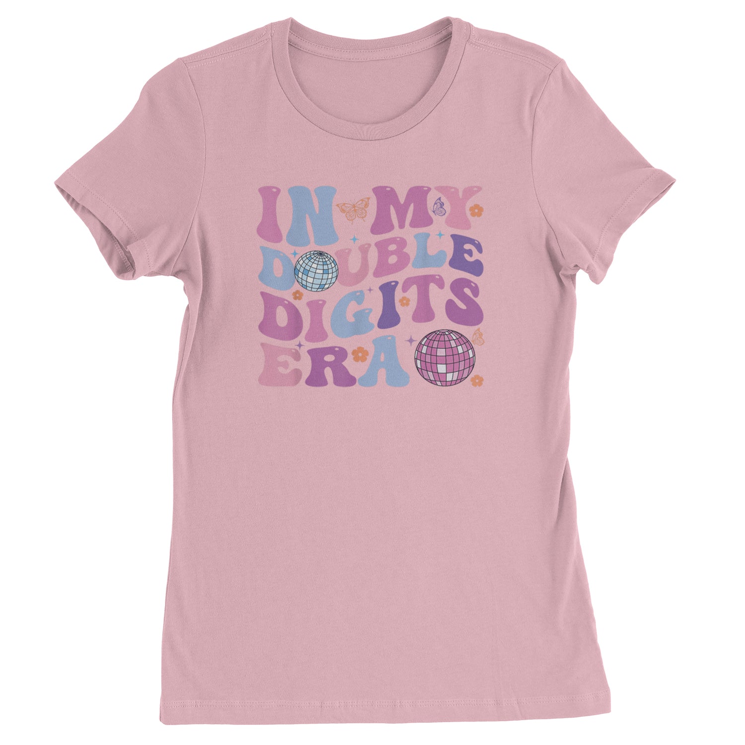 In My Double Digits Era Retro 10 Year Old 10th Birthday Womens T-shirt Light Pink