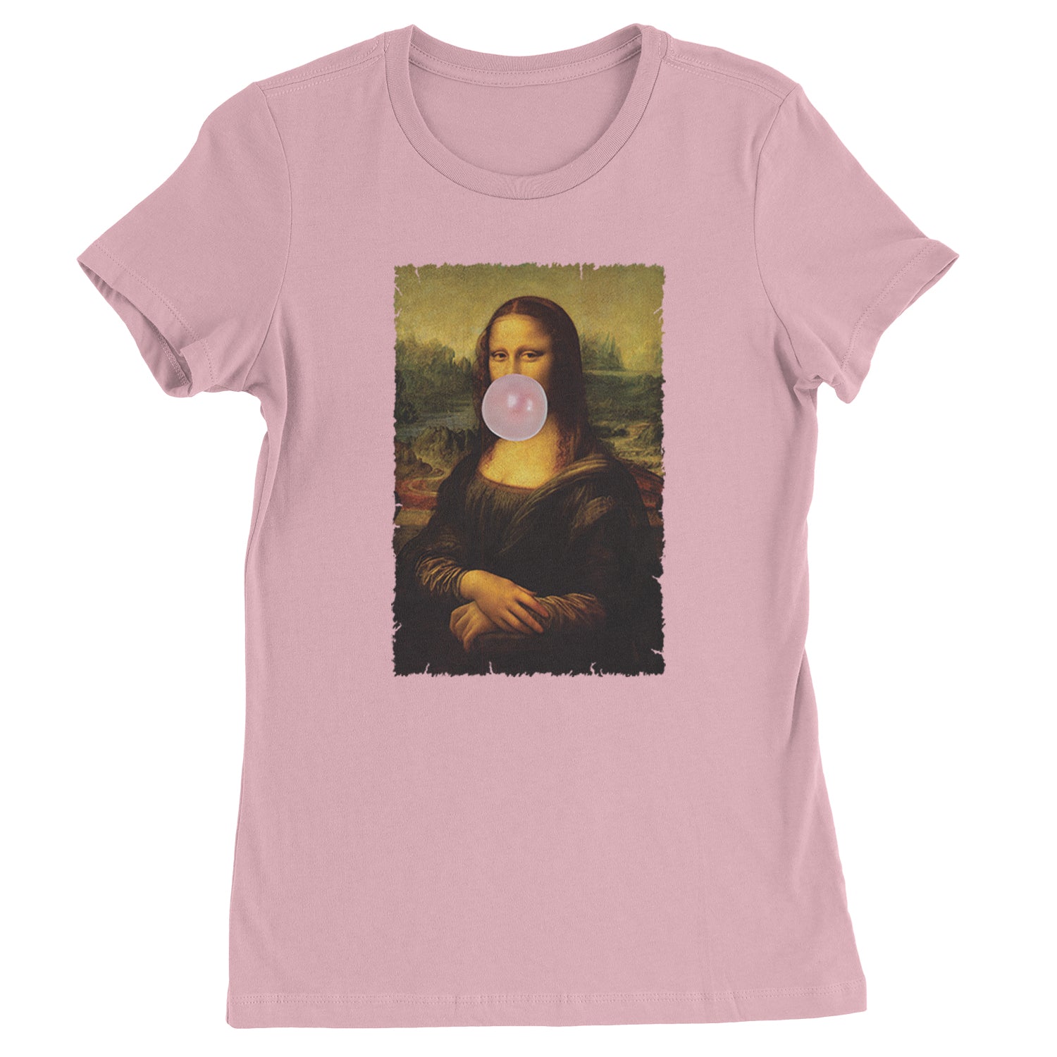 Mona Lisa Smile Pink Bubble Gum Da Vinci Icon Womens T-shirt Light Pink