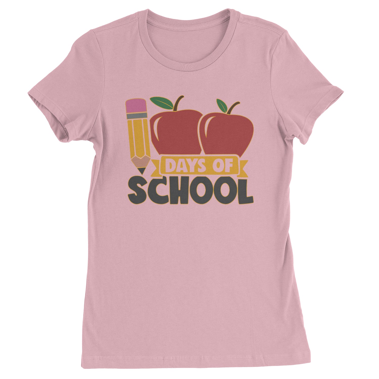 100 Days Of School Apple Pencil  Womens T-shirt Light Pink