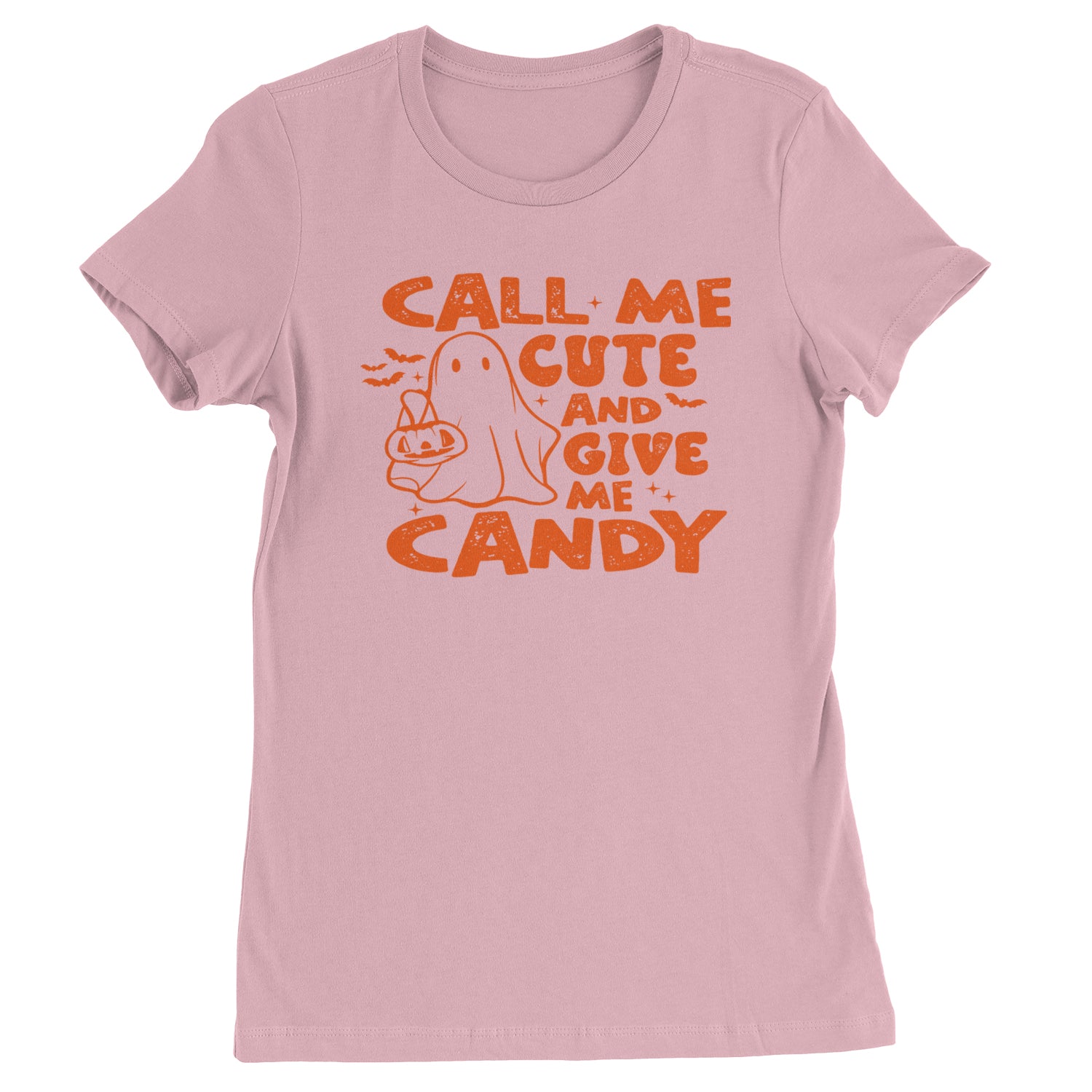 Call Me Cute And Give Me Candy Womens T-shirt Light Pink