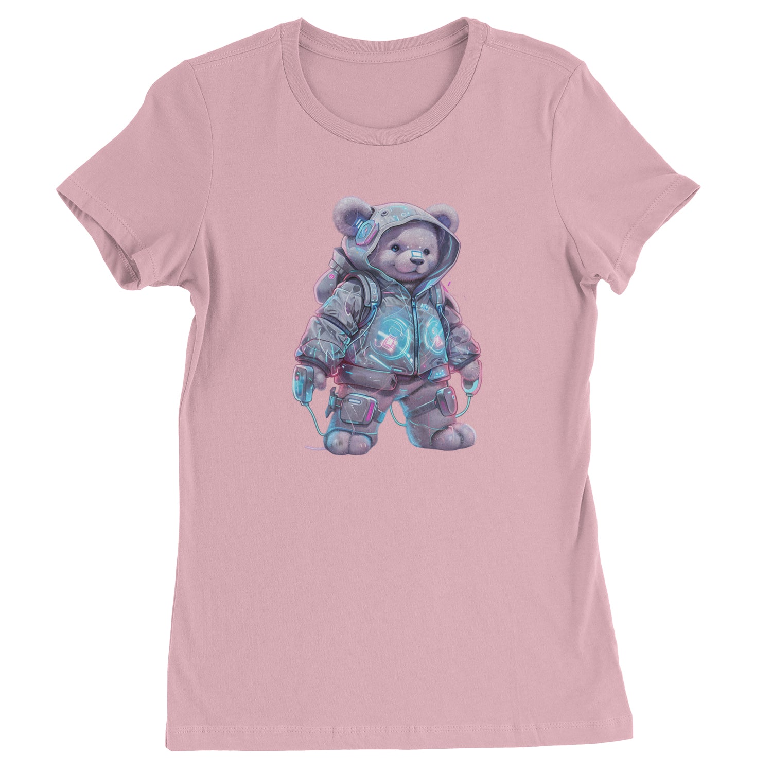 Cyberpunk Adventure Urban Graffiti Bear  Womens T-shirt Light Pink