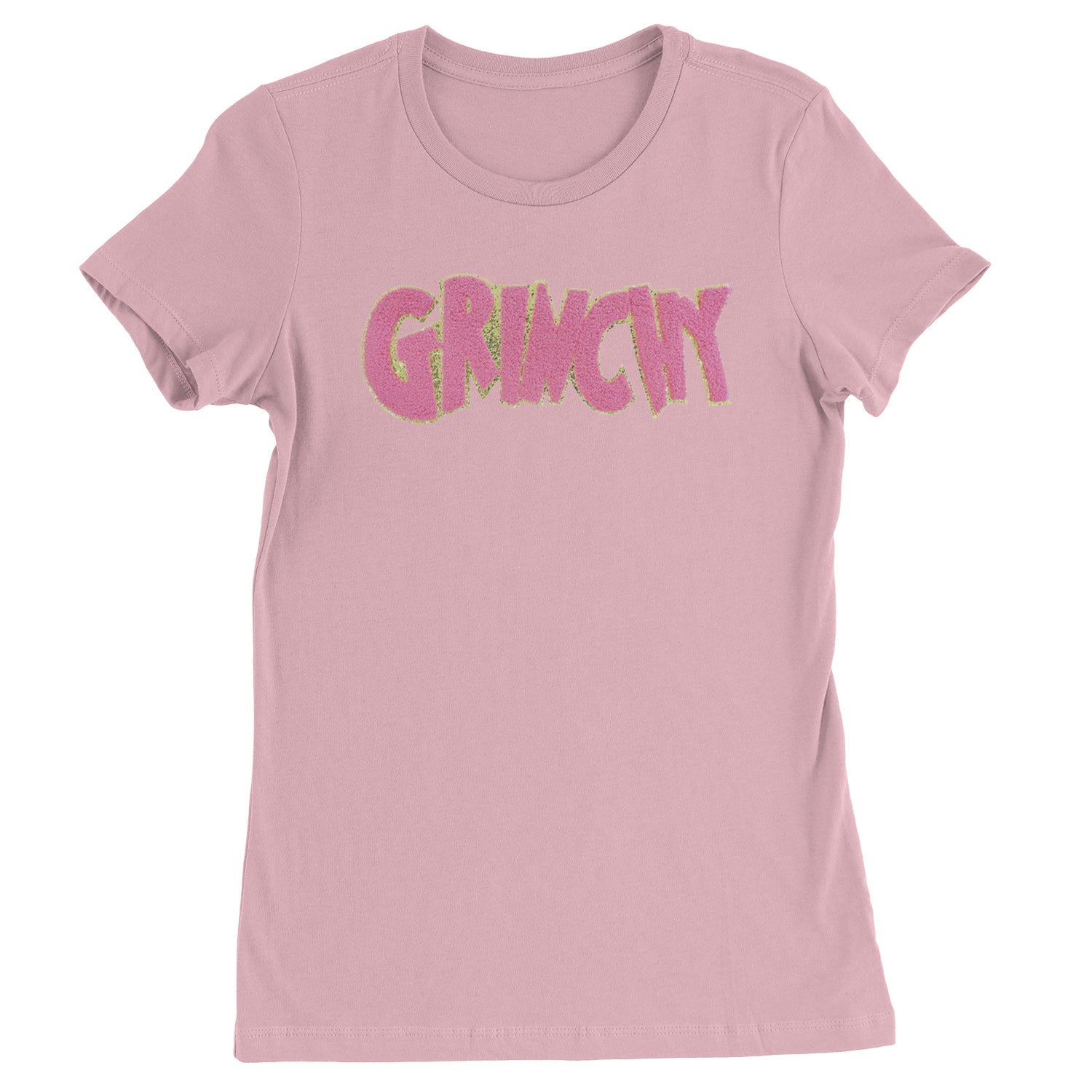 Pink Gr-nchy Chenille Patch  Womens T-shirt Light Pink