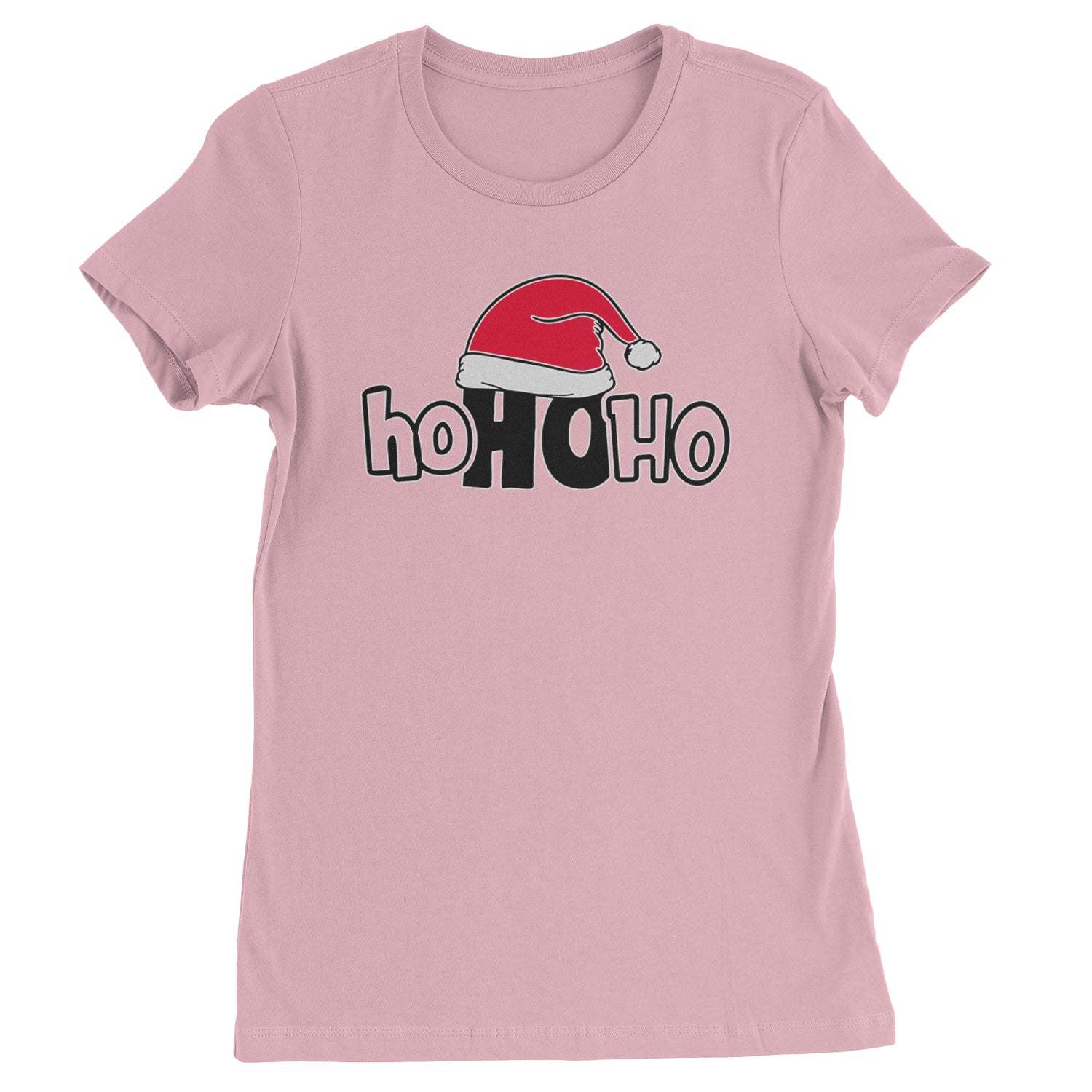 Ho Ho Ho Santa Christmas Hat  Womens T-shirt Light Pink