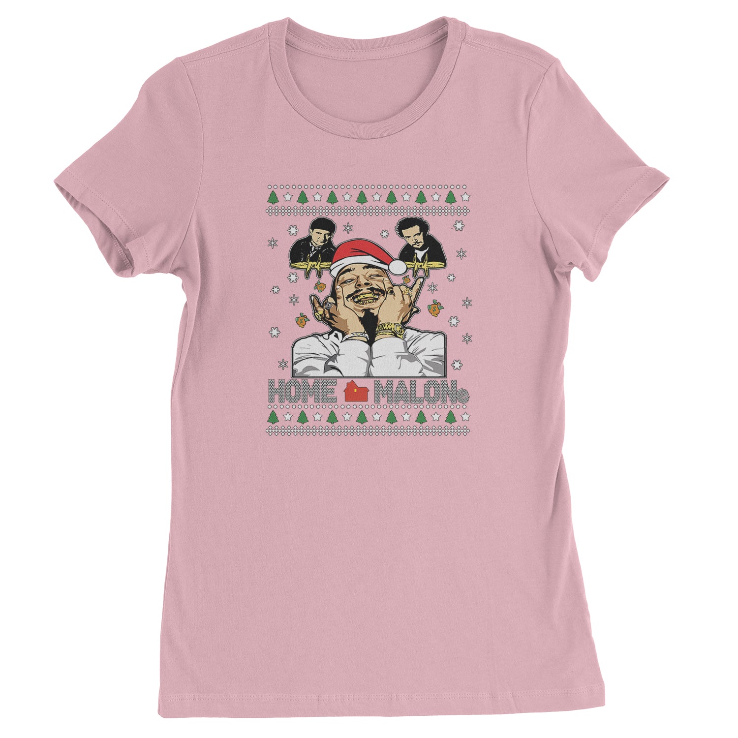 Home Malone Ugly Christmas  Womens T-shirt Light Pink