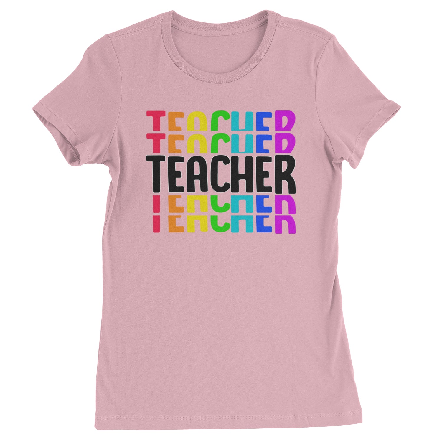 Teacher Repeated Rainbow Pattern  Womens T-shirt Light Pink