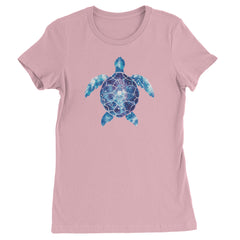 Ocean Aura Tie-Dye Sea Turtle Womens T-shirt Light Pink