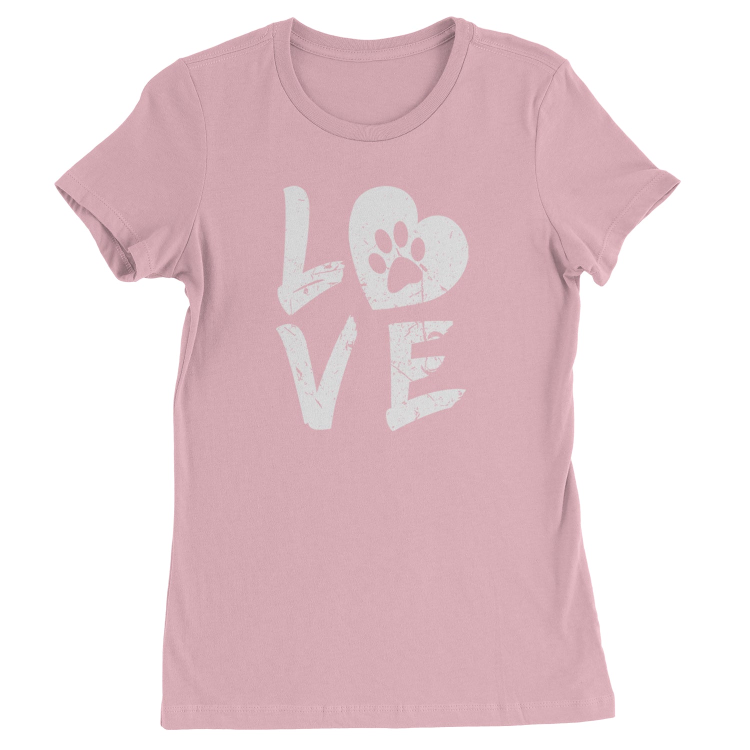 I Love My Dog Paw Print  Womens T-shirt Light Pink