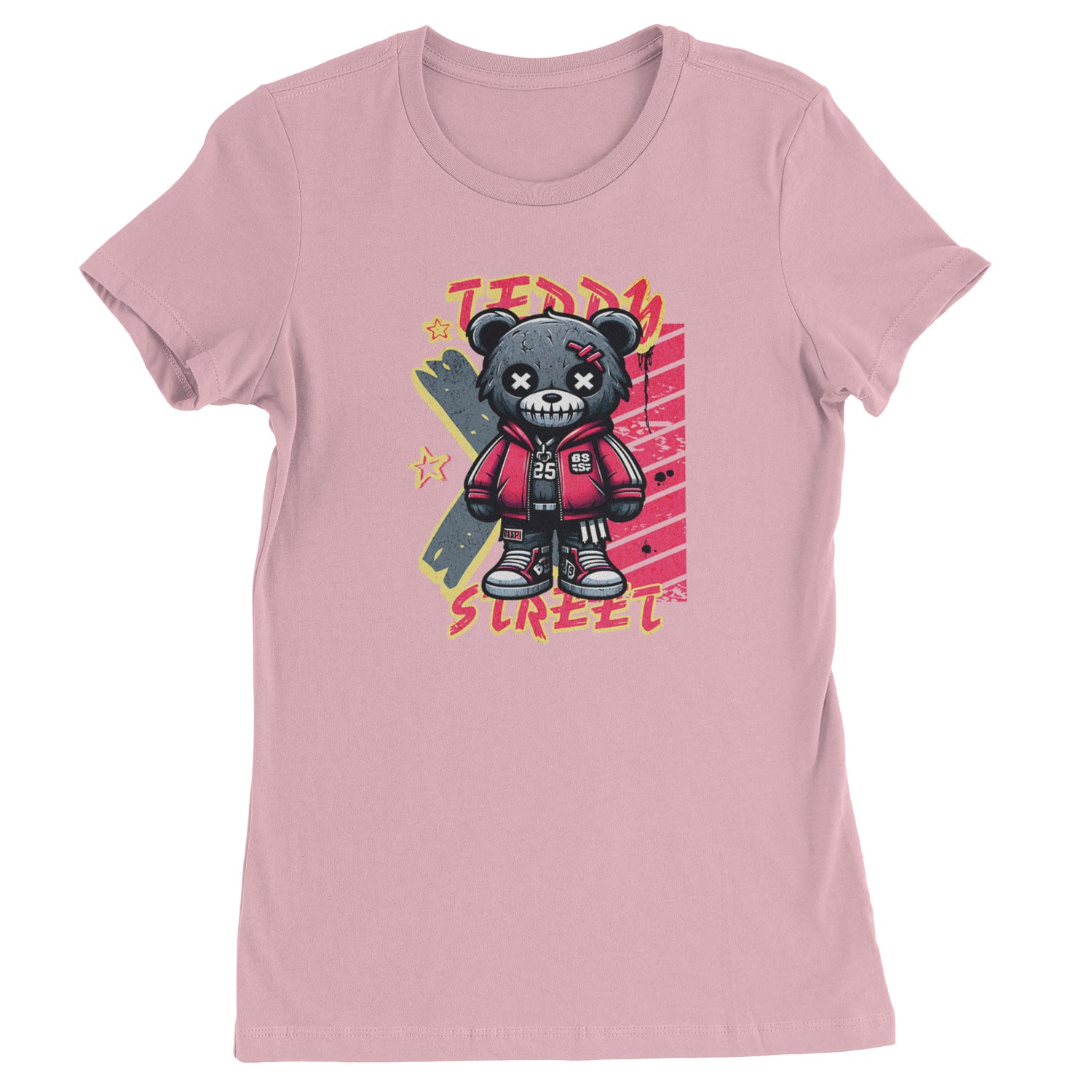 Teddy Attitude Urban Graffiti Bear  Womens T-shirt Light Pink