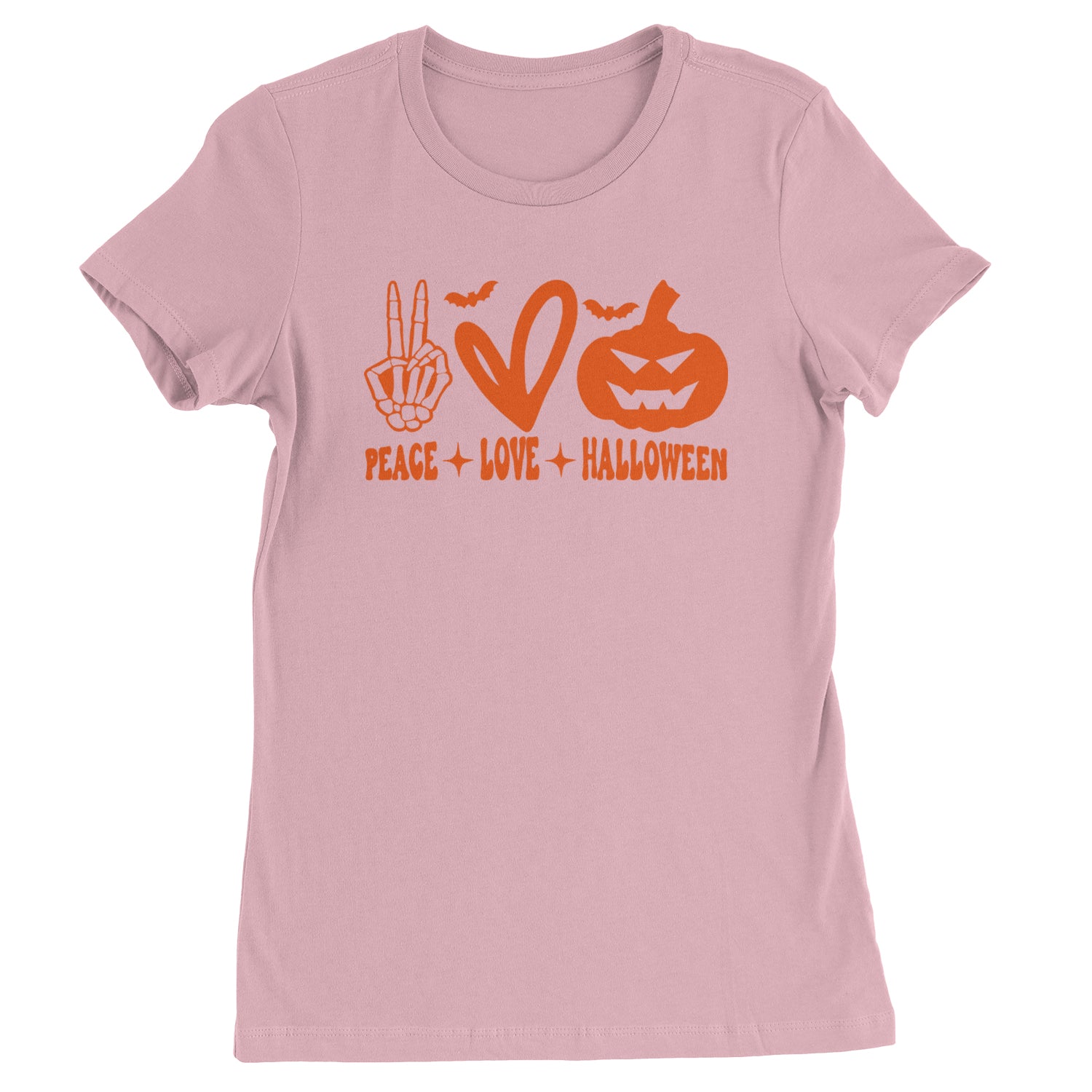 Peace, Love and Halloween Womens T-shirt Light Pink