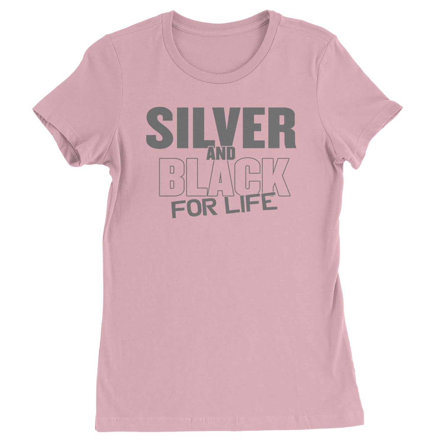 Silver And Black For Life Football Fan Womens T-shirt Light Pink