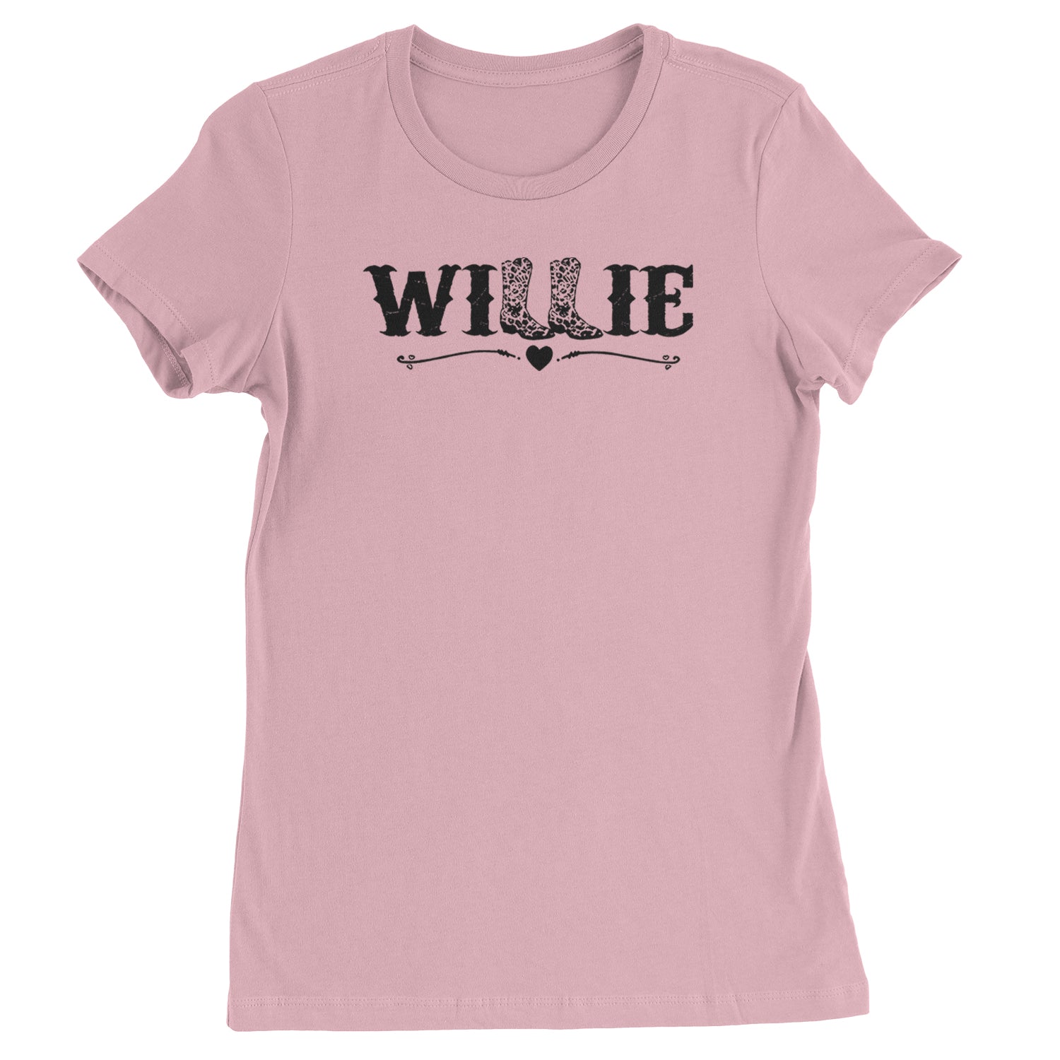 Willie Cowboy Boots Hippy Country Music Womens T-shirt Light Pink