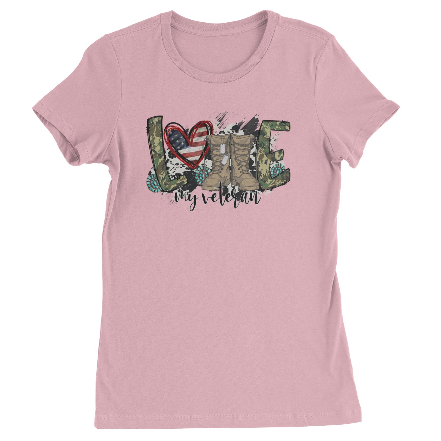 Love My Veteran Honor Veterans Day  Womens T-shirt Light Pink