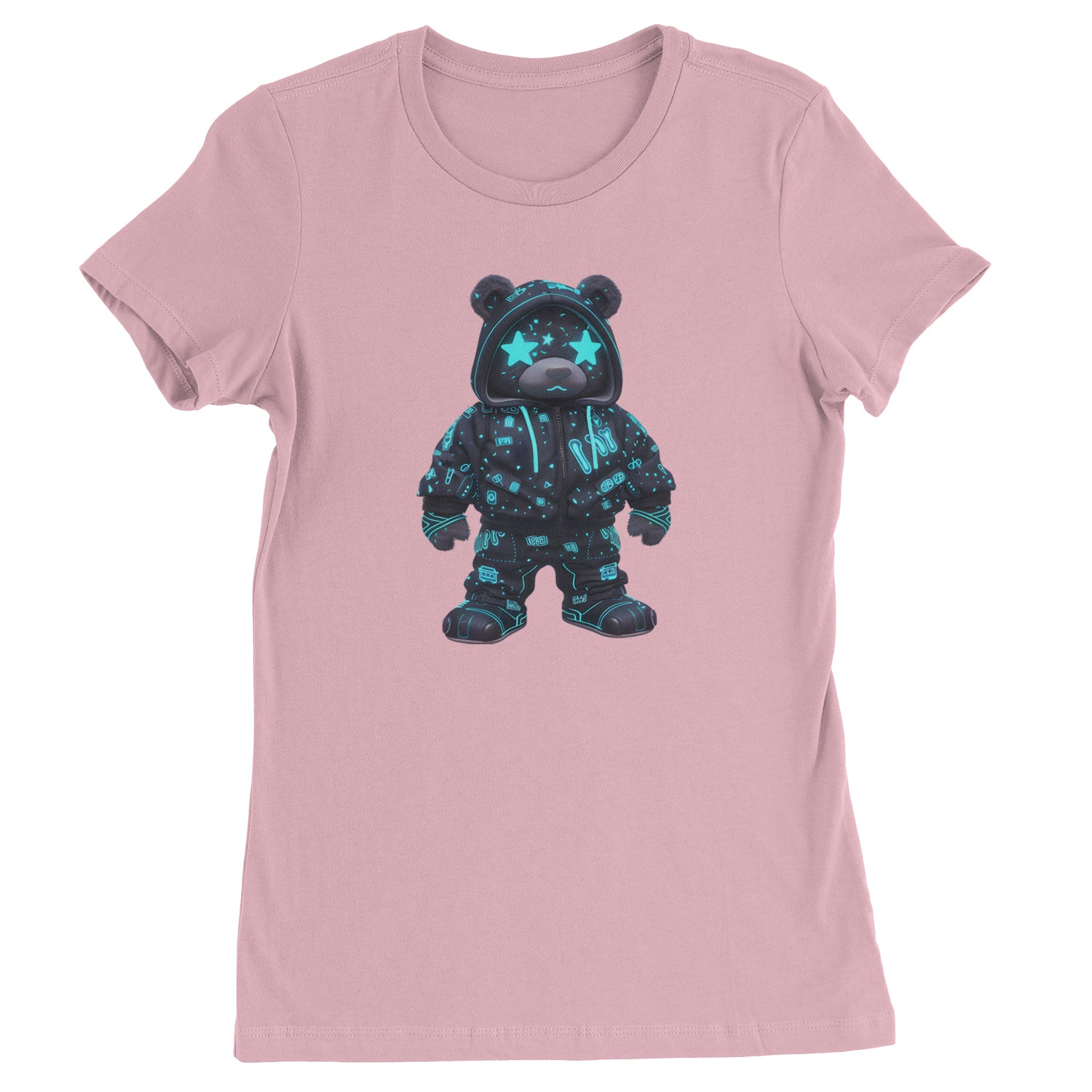 Starry Eyed Vaporwave Urban Graffiti Bear  Womens T-shirt Light Pink