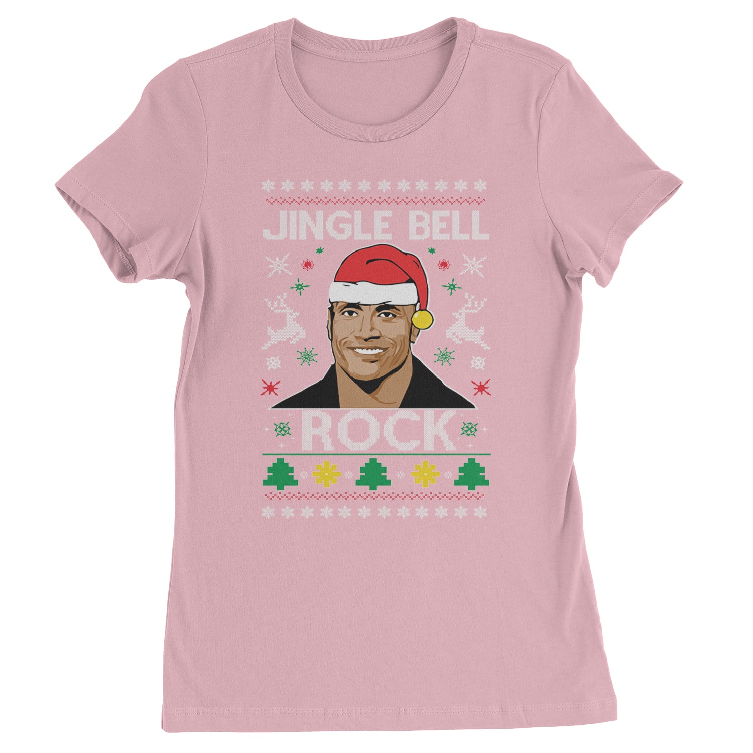 Jingle Bell Rock Ugly Christmas Womens T-shirt Light Pink