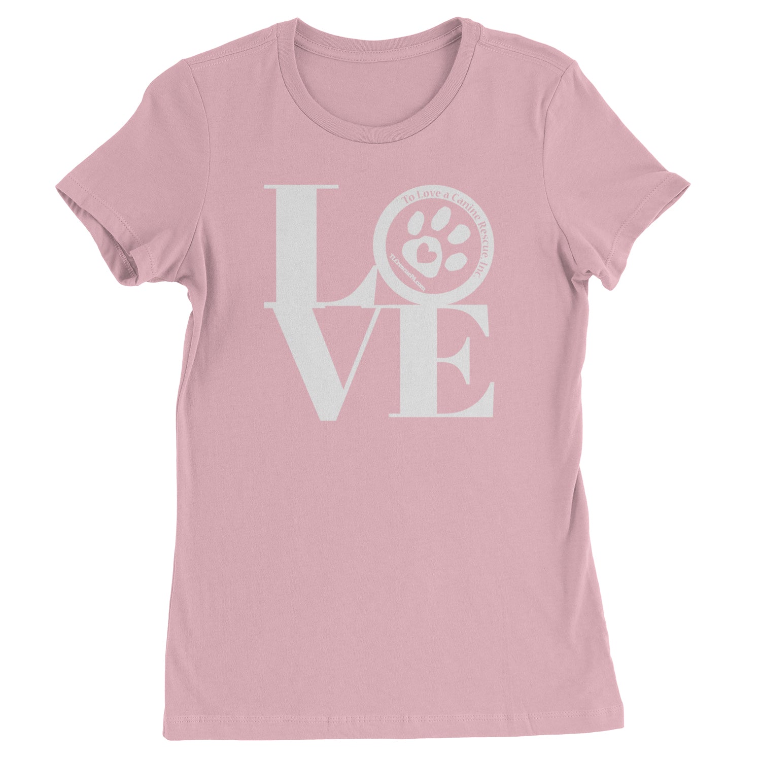 TLC LOVE Dog Rescue Womens T-shirt Light Pink