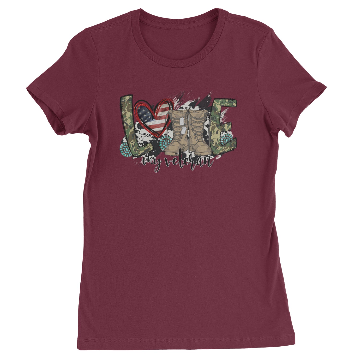 Love My Veteran Honor Veterans Day  Womens T-shirt Maroon