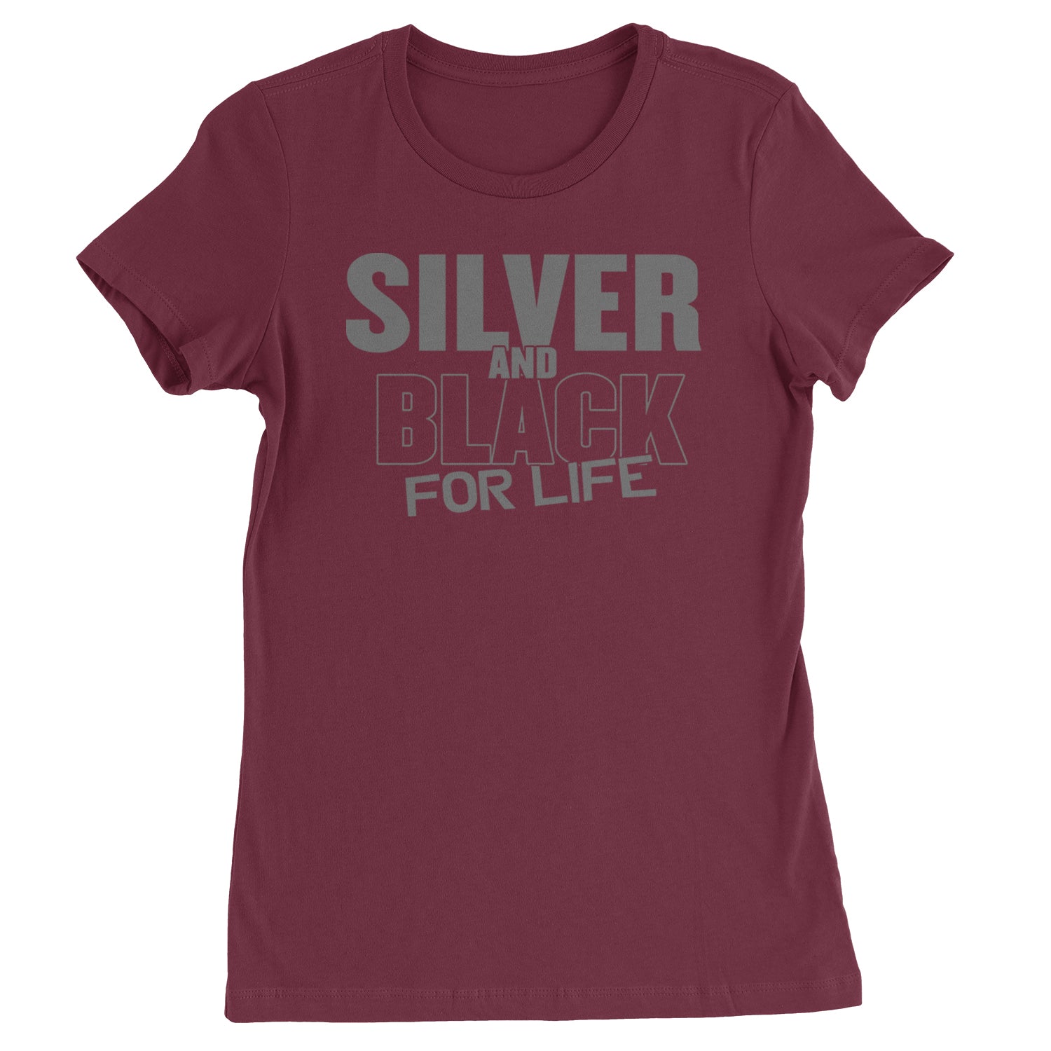 Silver And Black For Life Football Fan Womens T-shirt Maroon