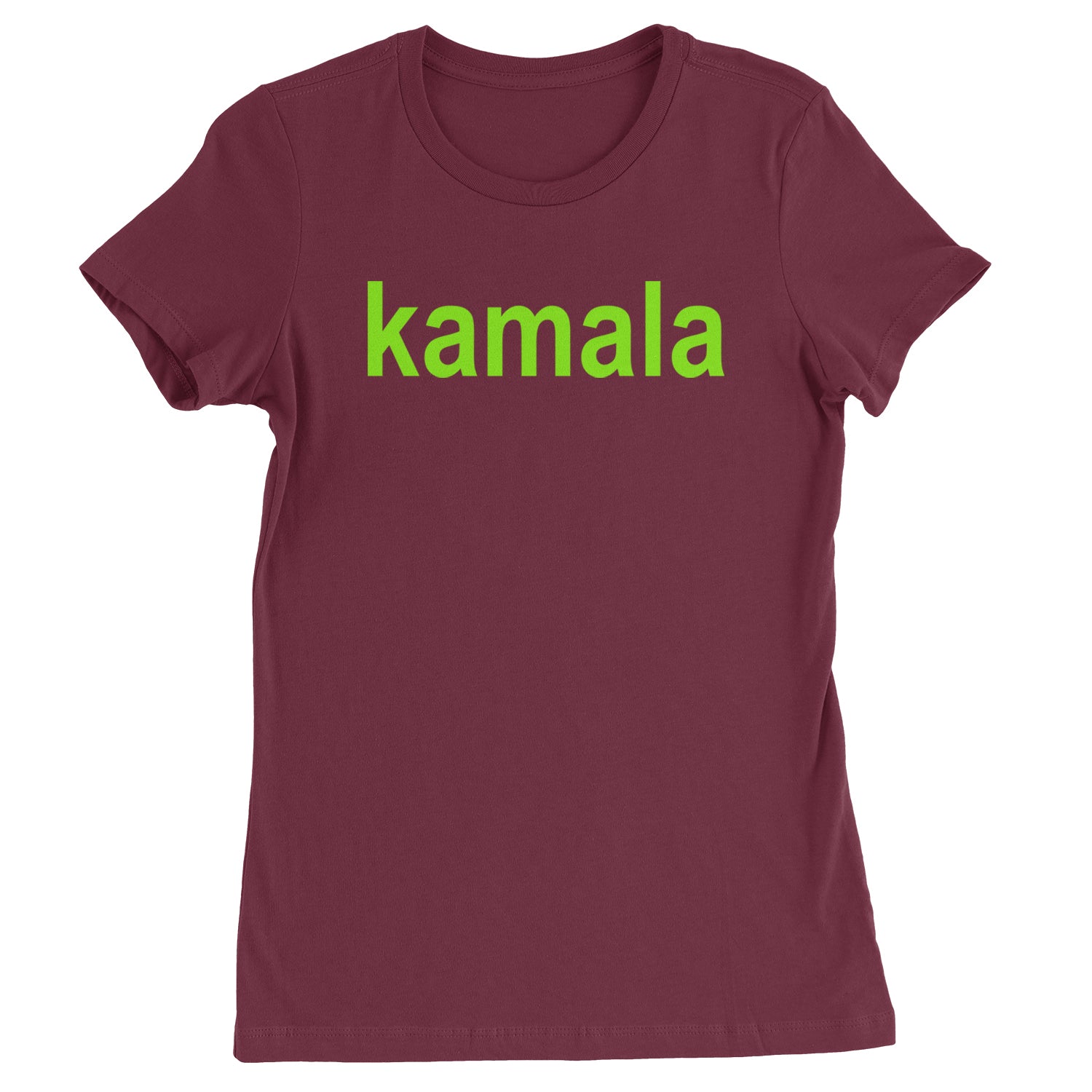 Kamala Bright Green Brat Coconut Tree Womens T-shirt Maroon