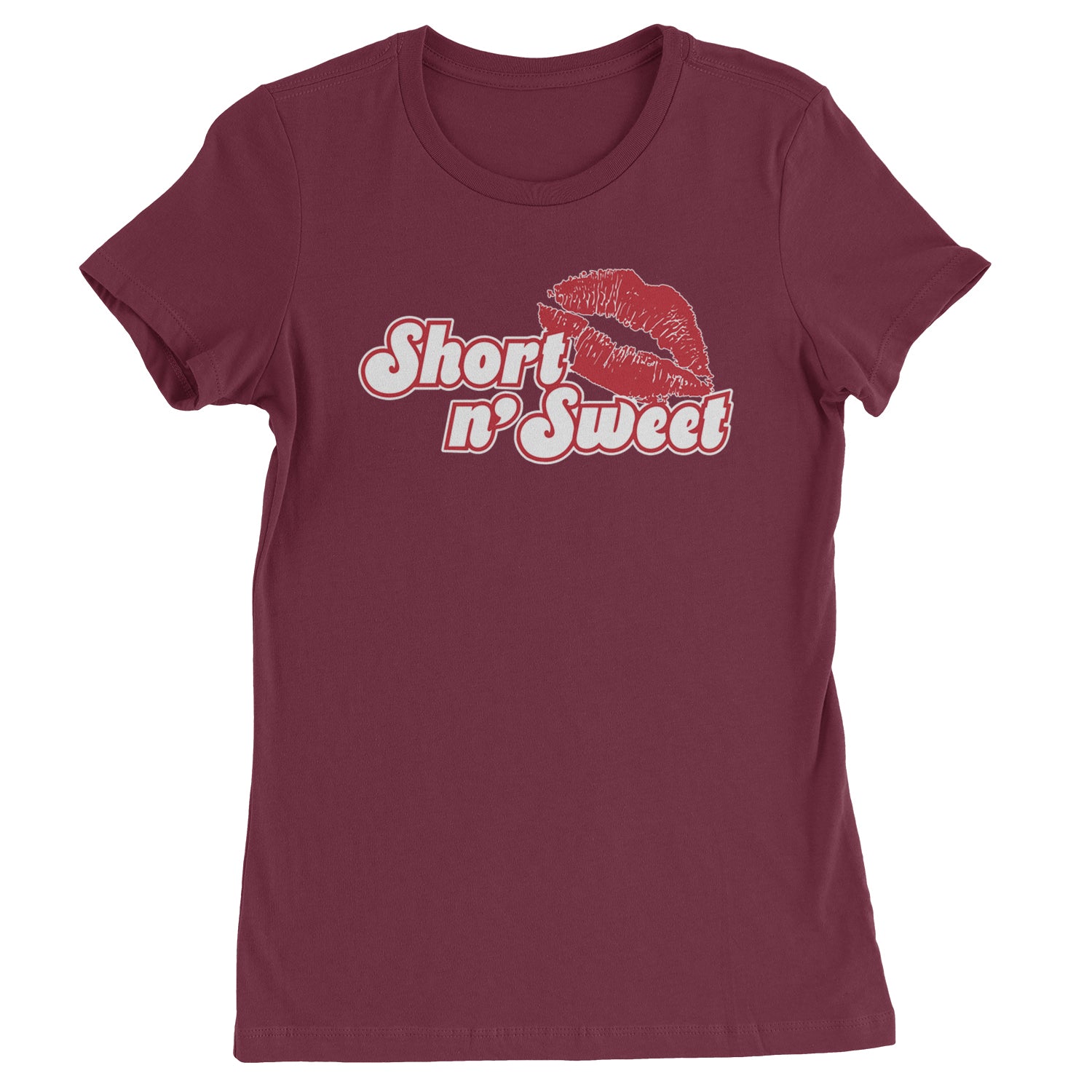 Short N' Sweet Red Lips  Womens T-shirt Maroon