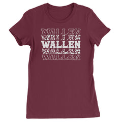 Wallen Country Music Western Womens T-shirt Maroon
